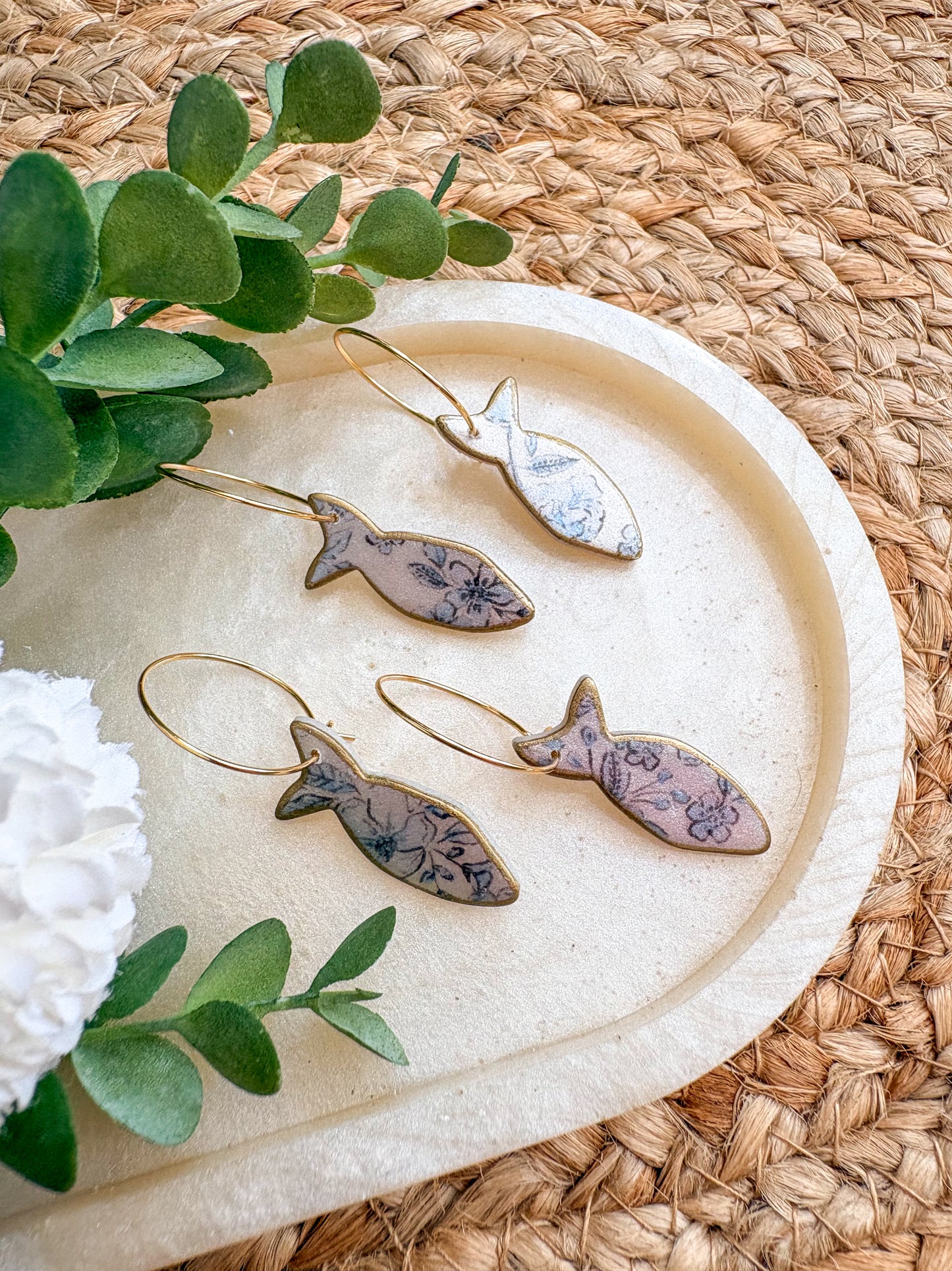 Ditsy floral organic fish hoops