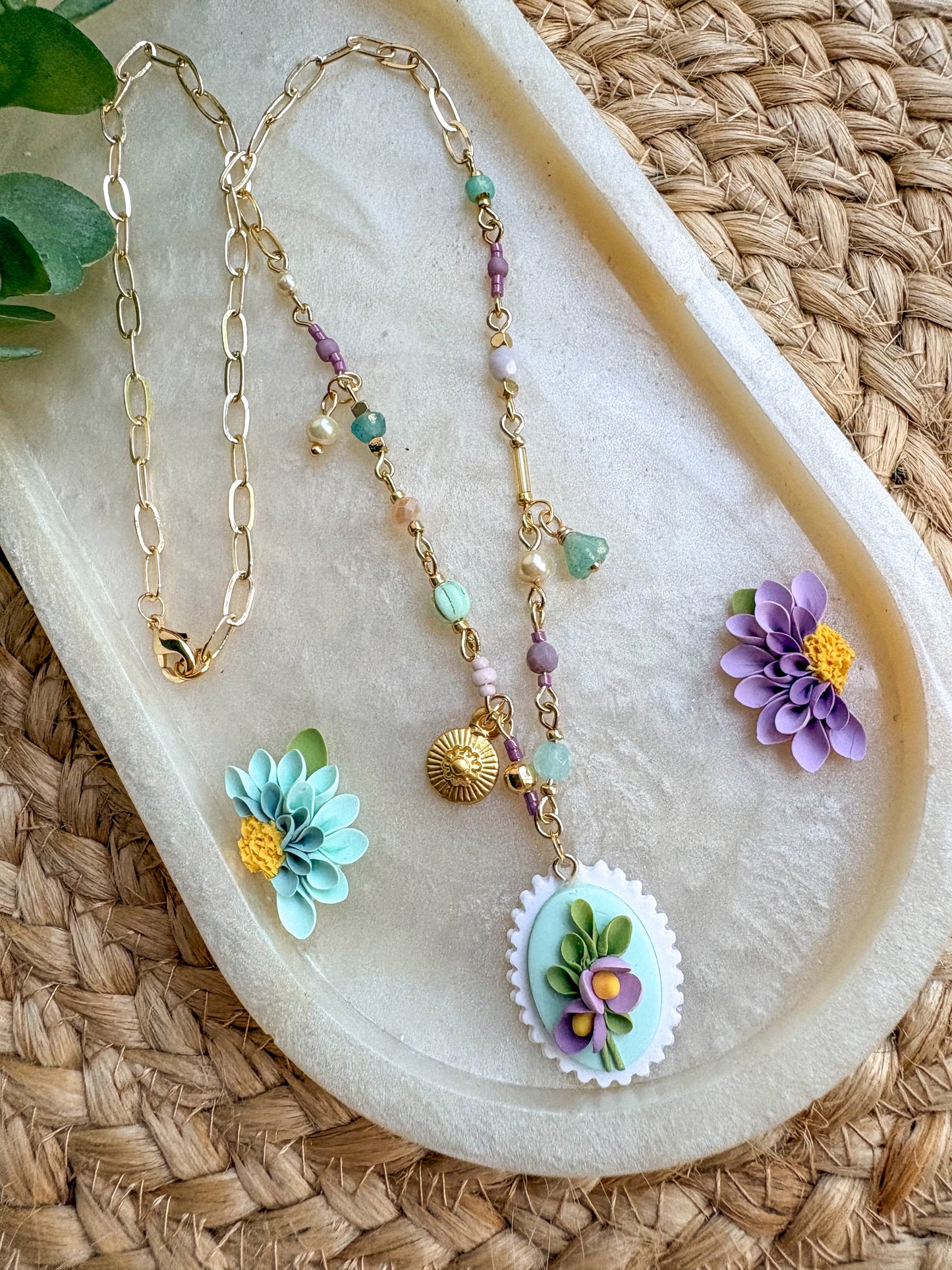 Beaded charm necklace