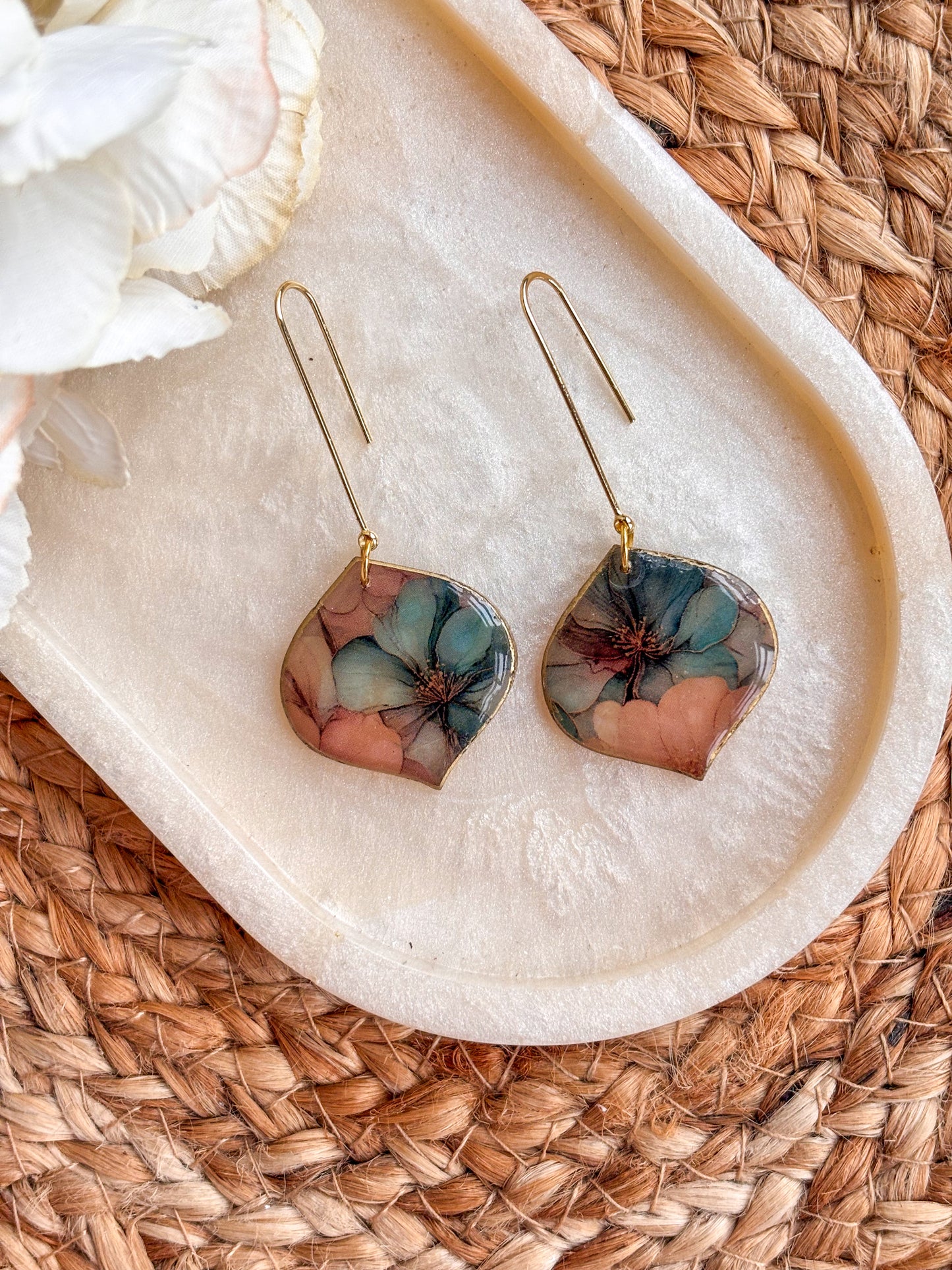 Stained Glass Effect Floral Dangles