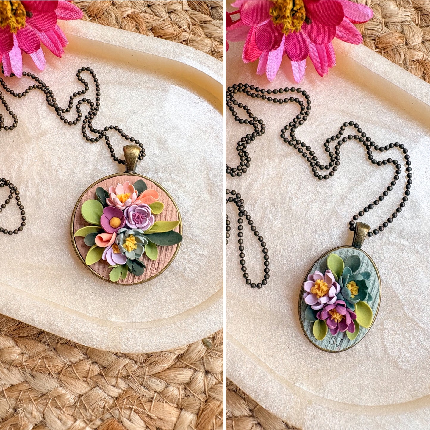 Antique bronze floral necklace