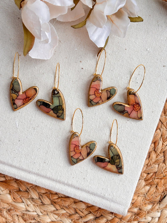 Stained Glass Heart Hoops