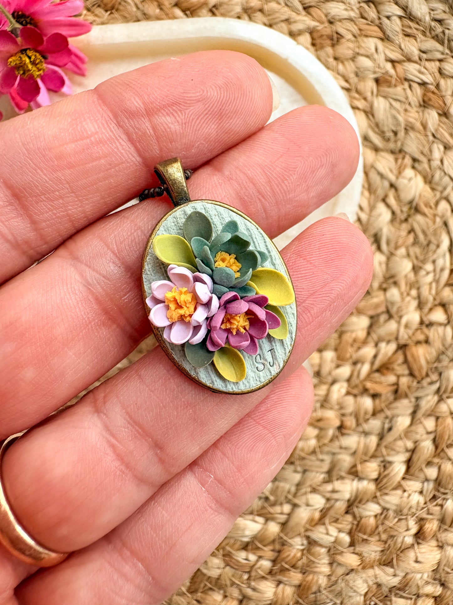 Antique bronze floral necklace
