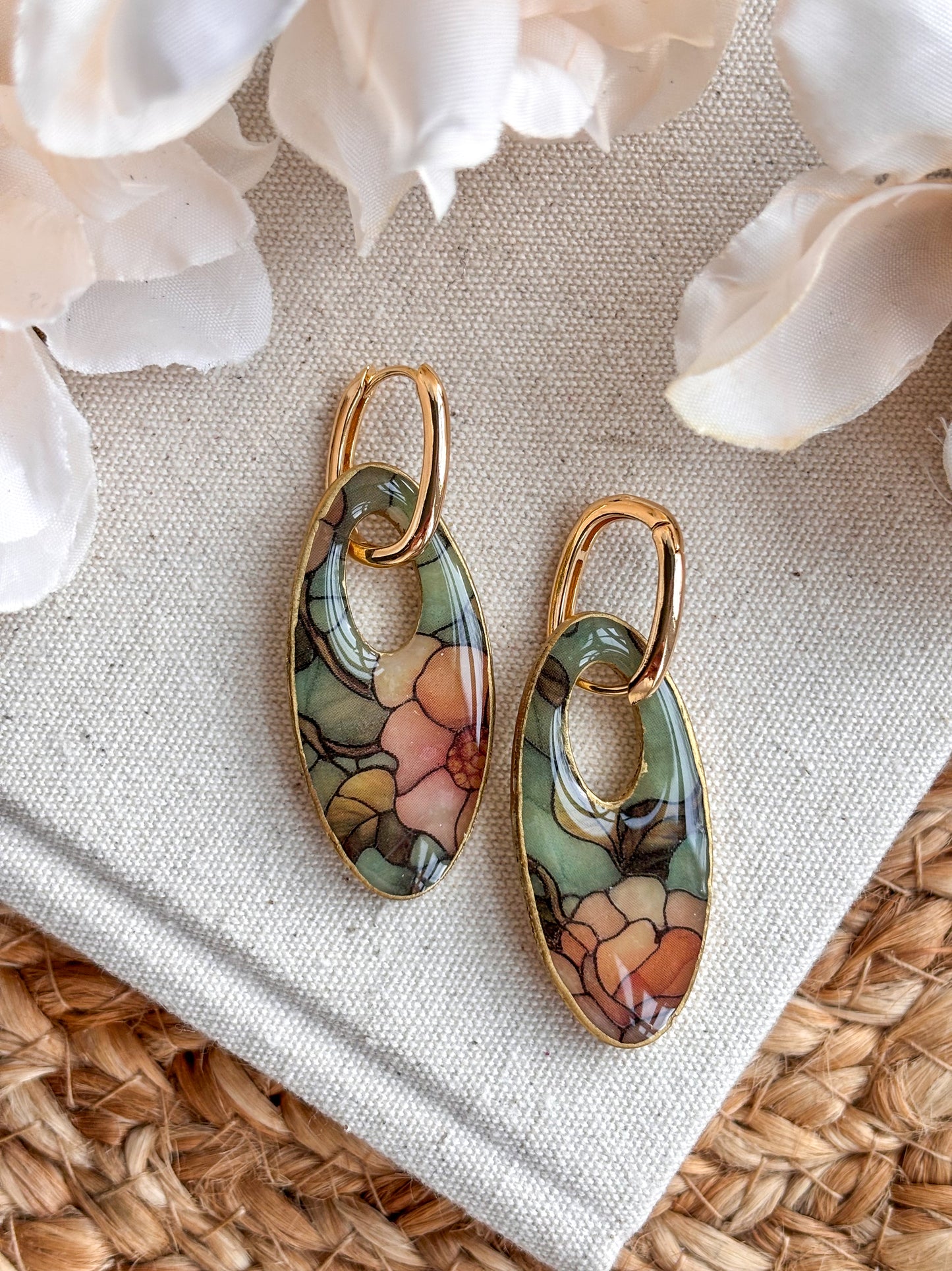 Oval Stained Glass Charms & Huggies