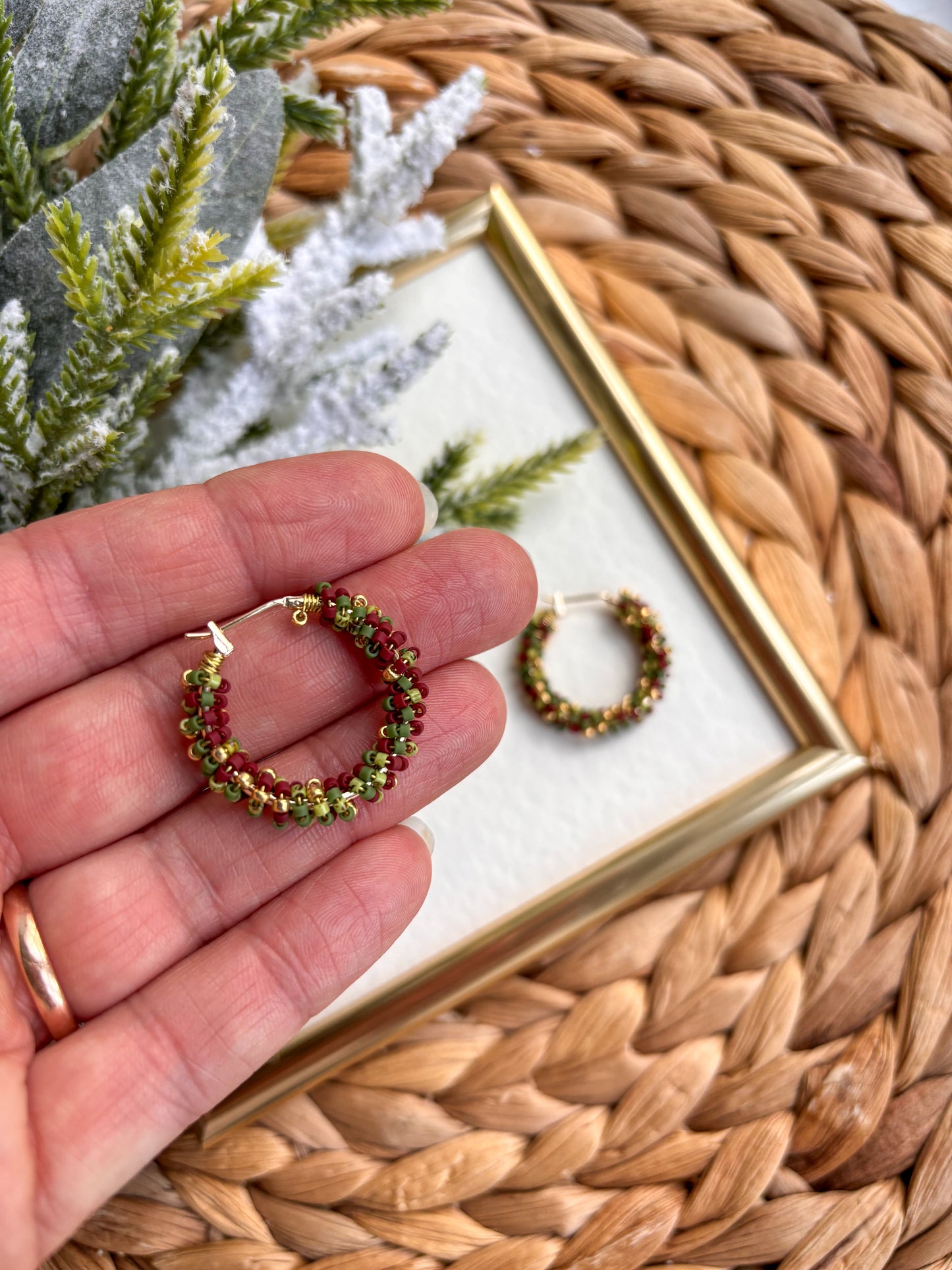 Festive Beaded Hoops