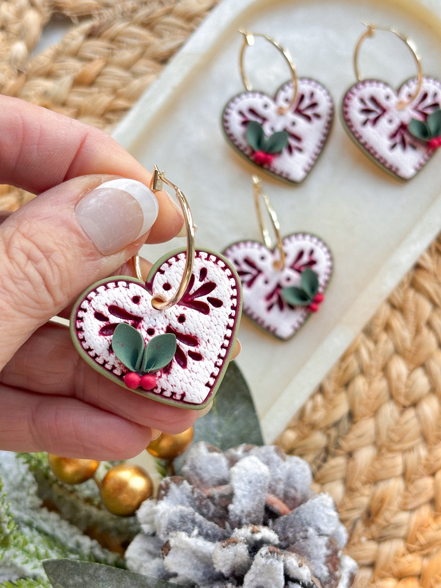 Scandi Style Heart and Holly Hoops