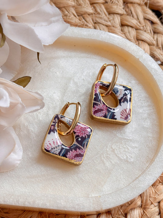 Square Charm Huggies