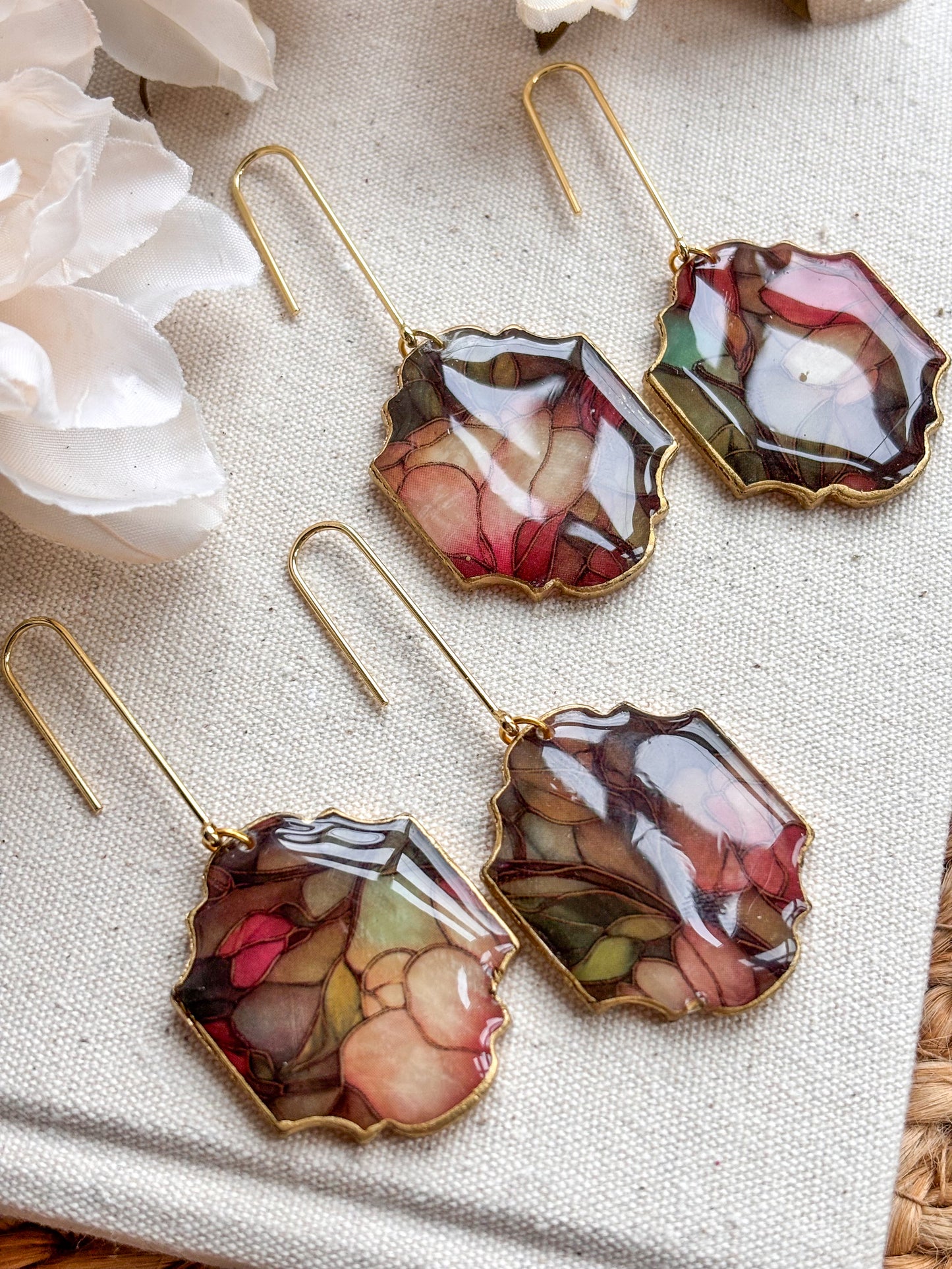 Stained Glass Effect Moroccan Dangles (Ruby)