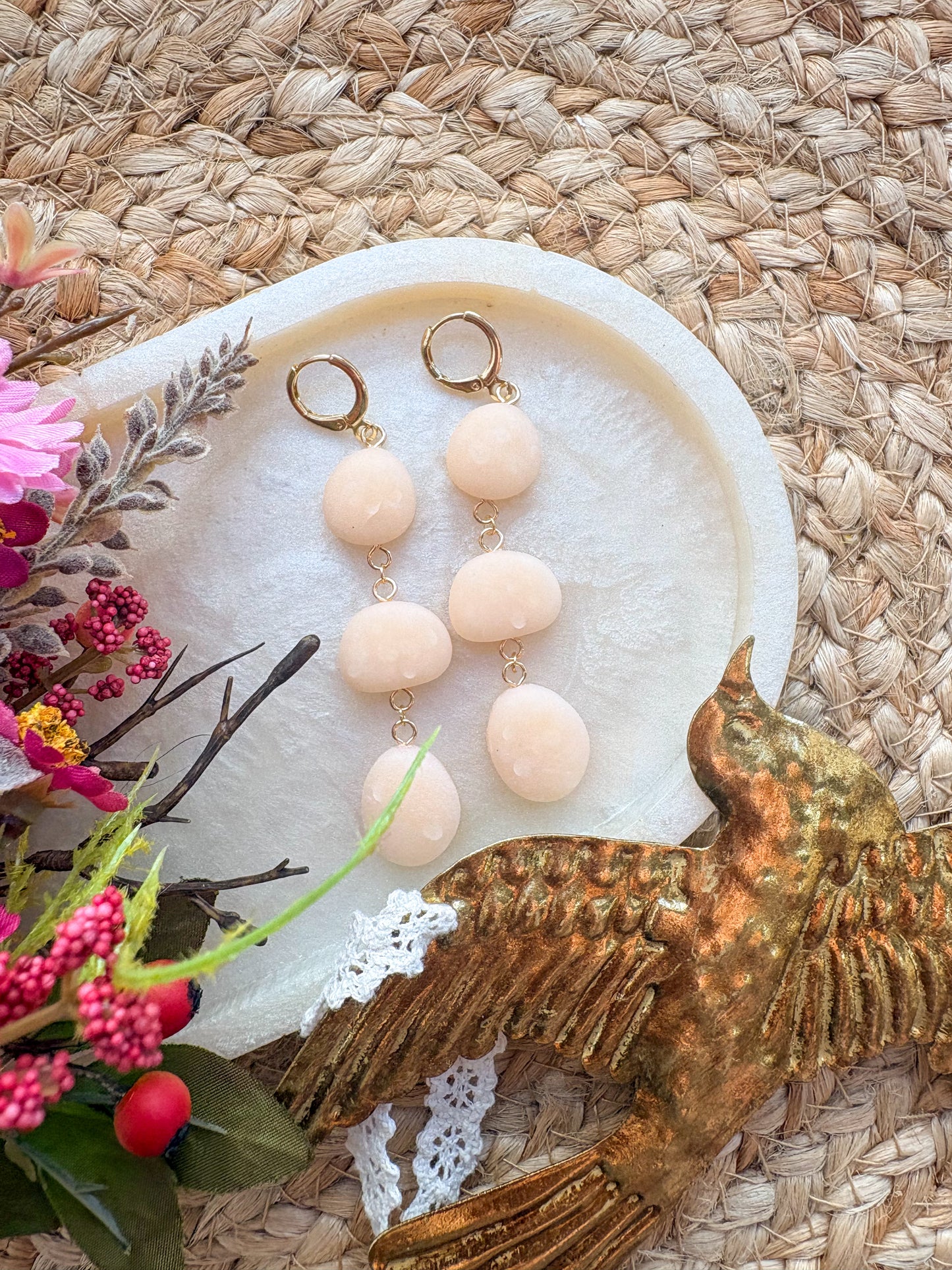 Faux sea glass pebble huggies