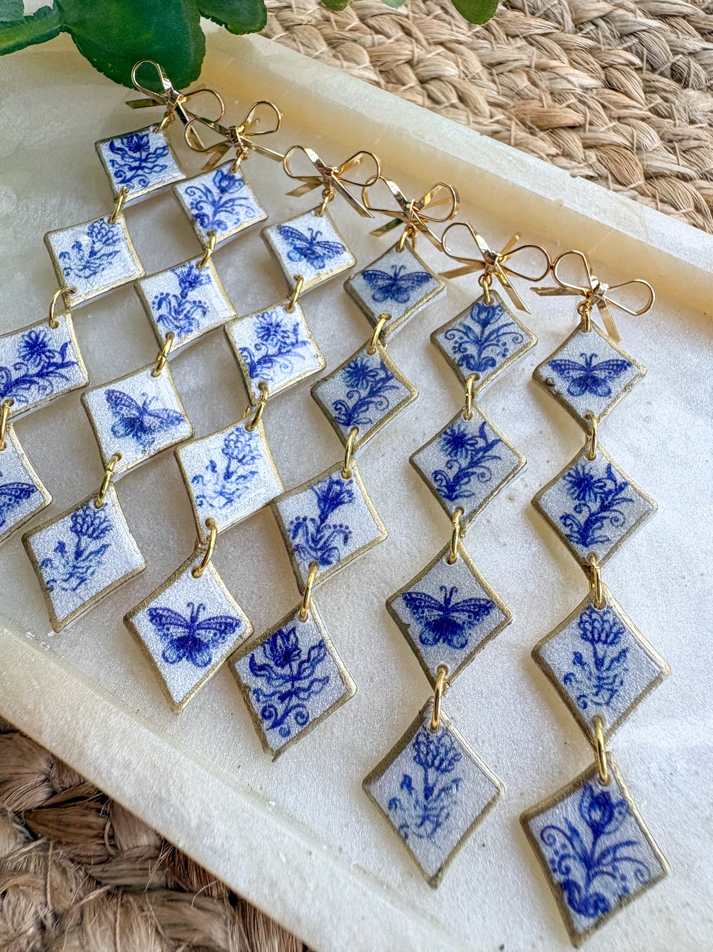 Vintage tiles earrings ~ diamond