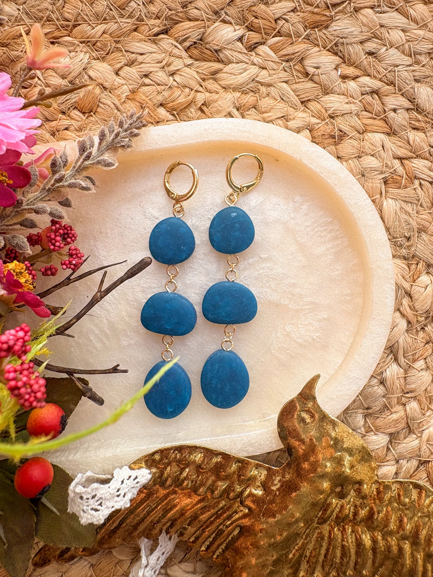Faux sea glass pebble huggies