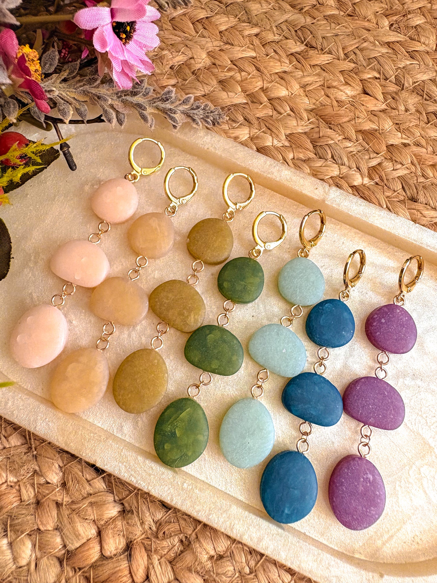 Faux sea glass pebble huggies