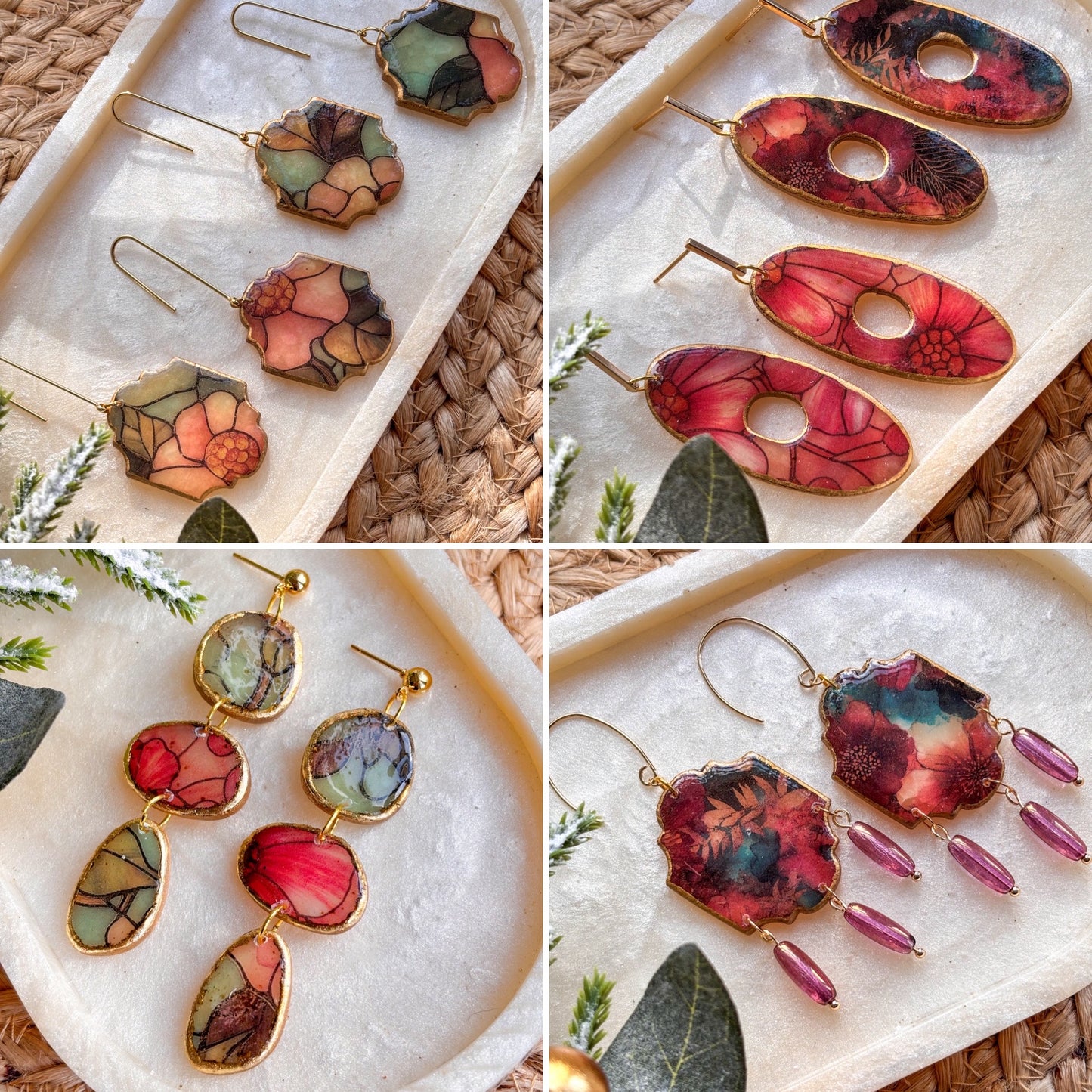 Stained Glass Effect Long Doughnut Dangles