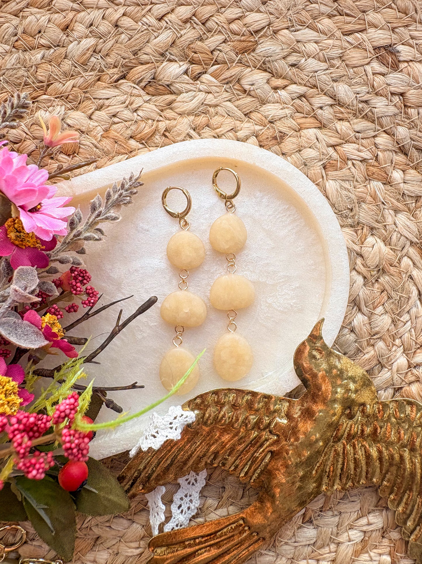 Faux sea glass pebble huggies