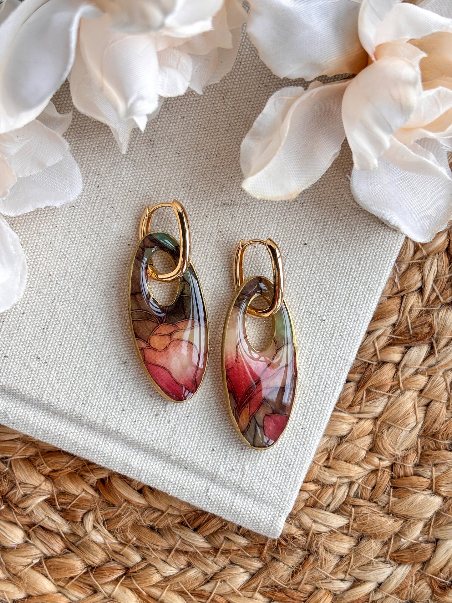 Oval Stained Glass Charms & Huggies