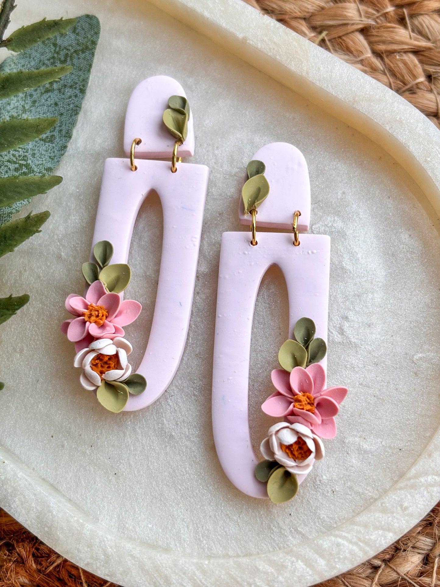 Pink floral Dangles
