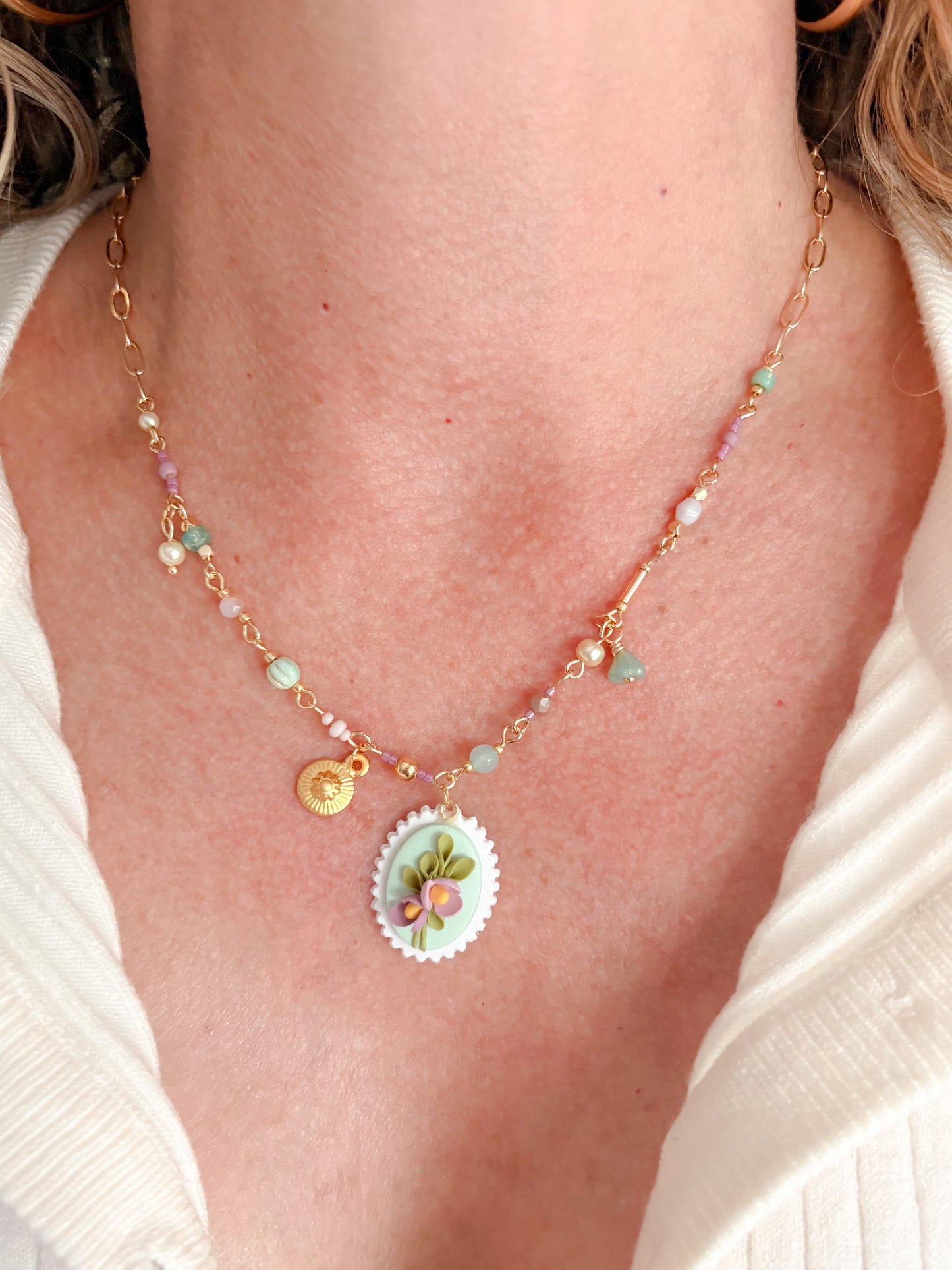 Beaded charm necklace