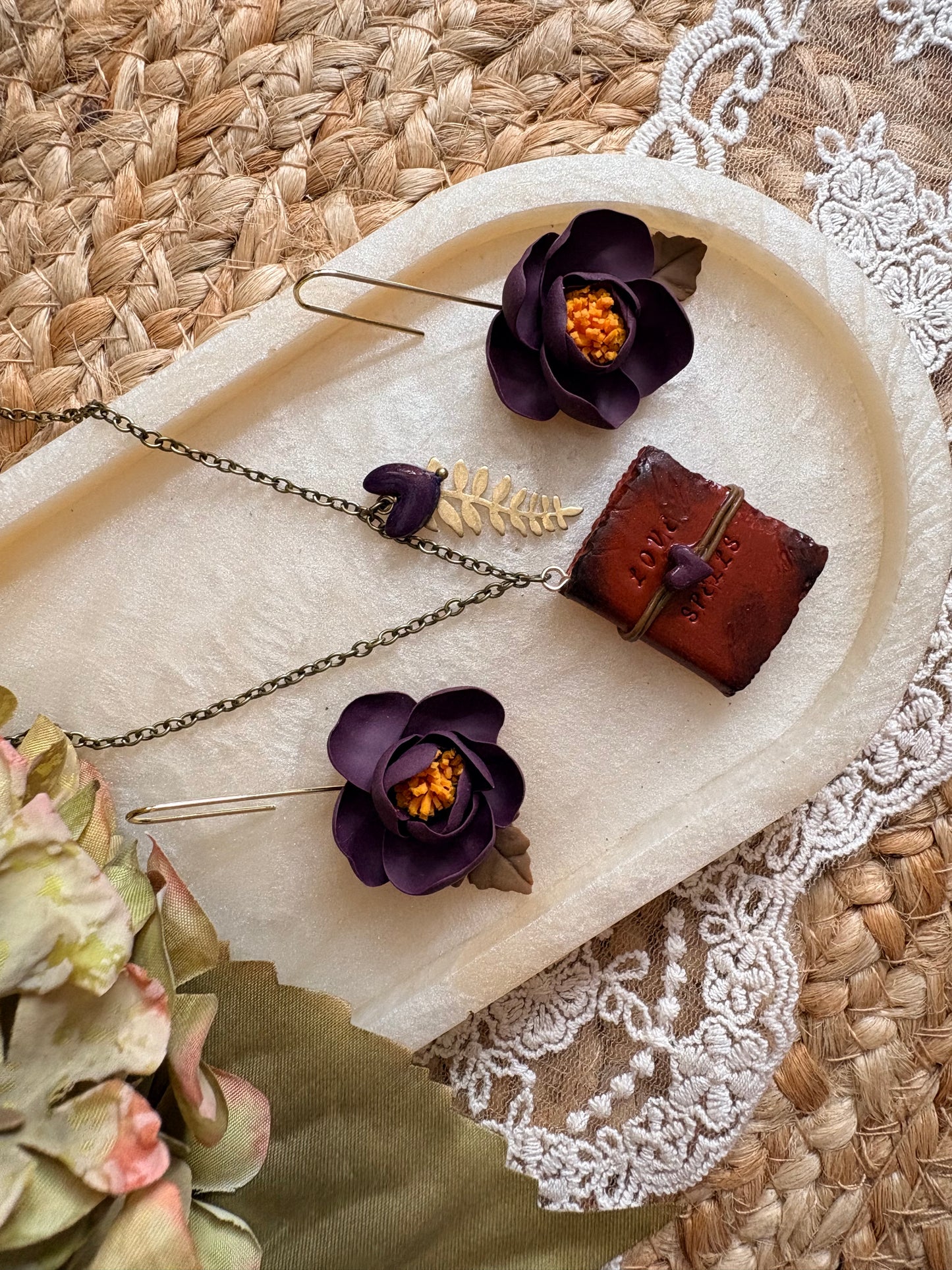Miniature “Love Spells” hand crafted book necklace