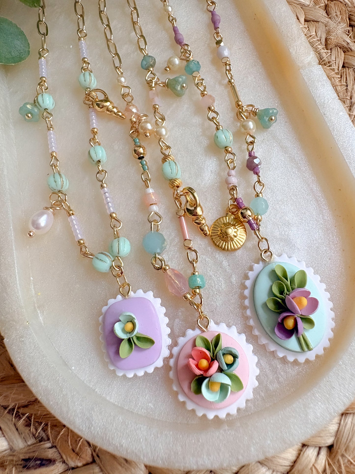 Beaded charm necklace