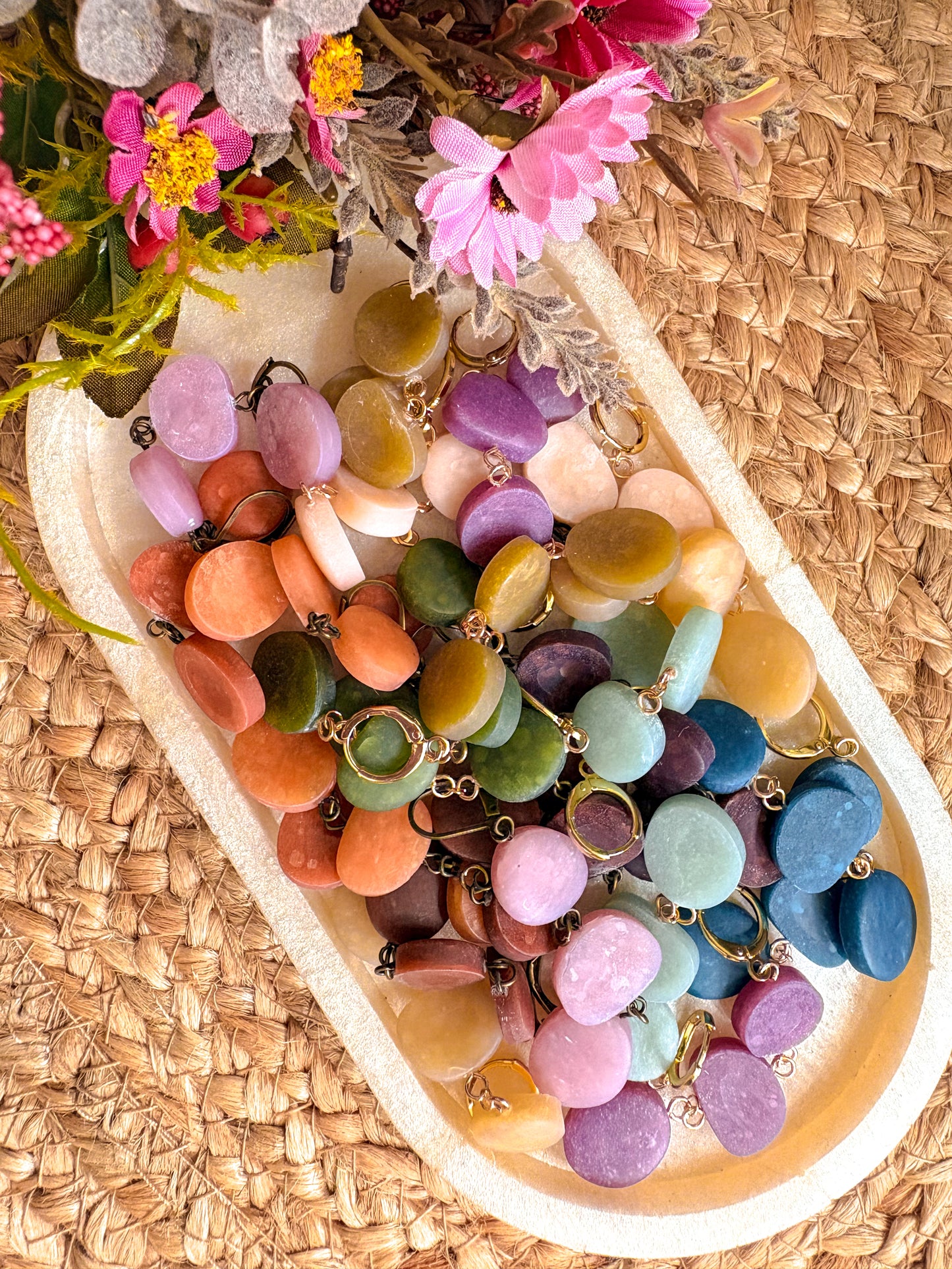 Faux sea glass pebble huggies