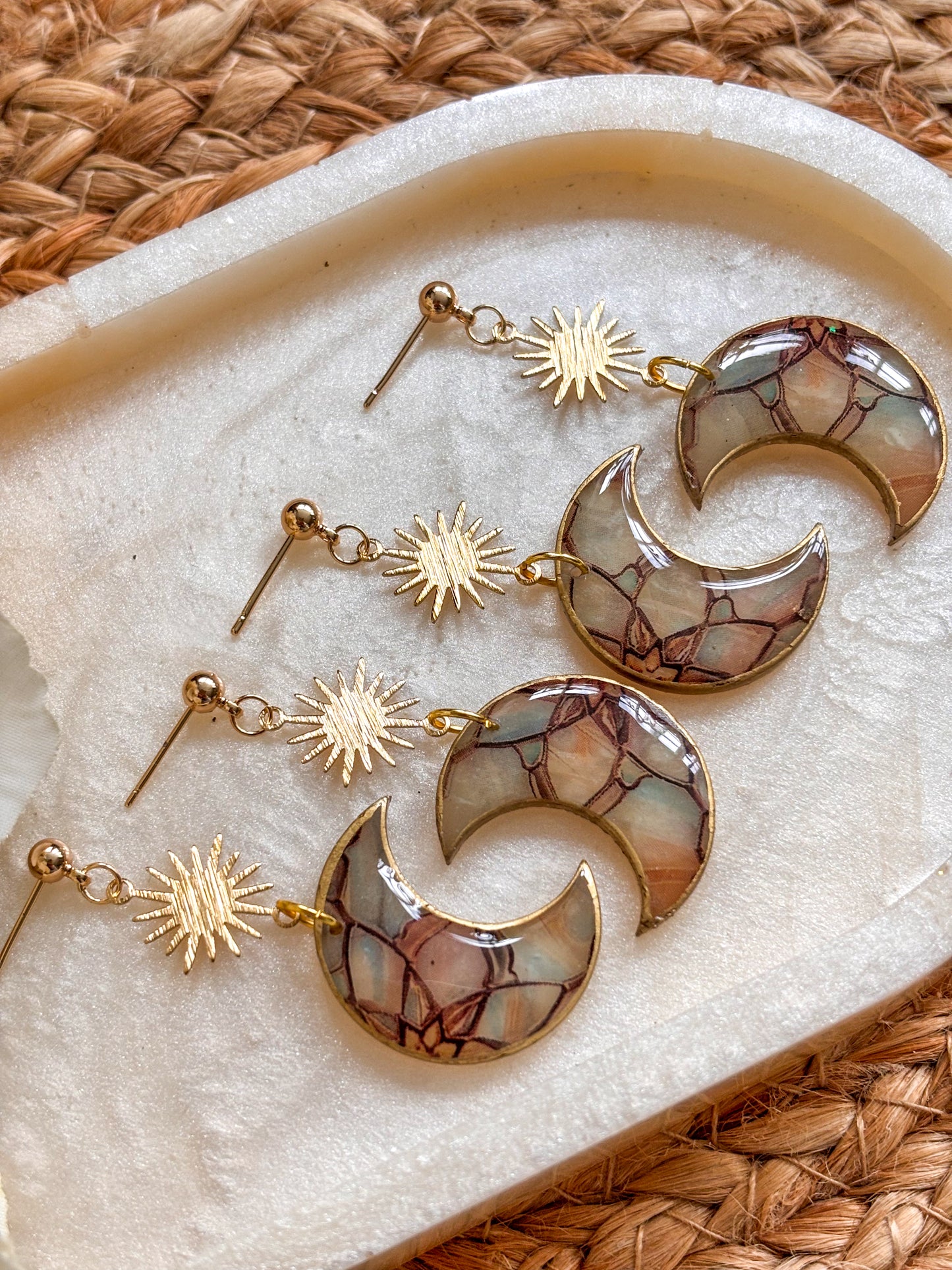 Sunburst Moon Dangles