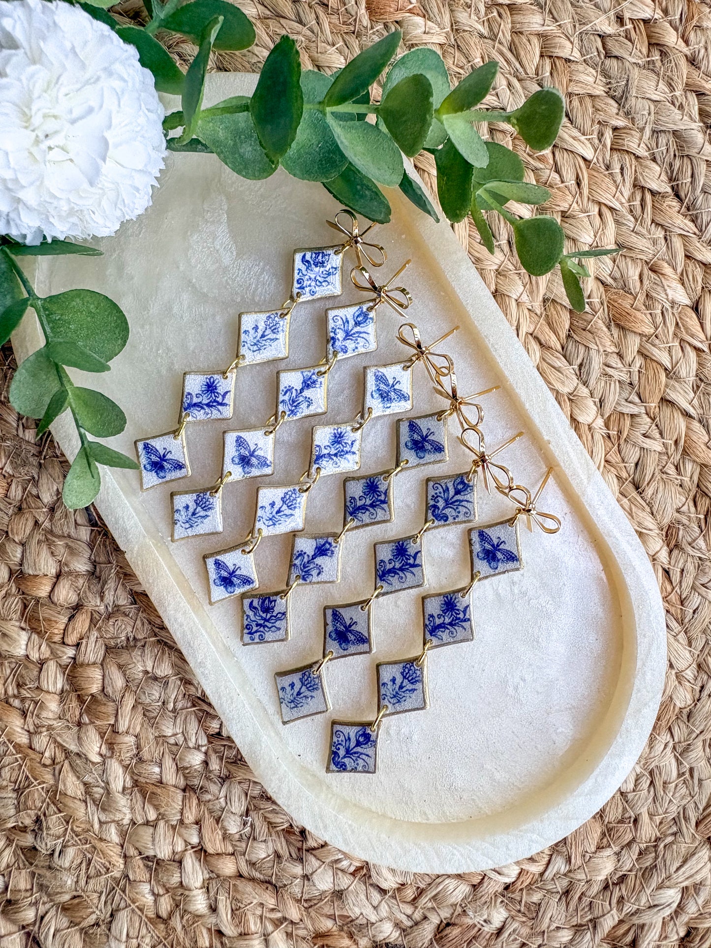 Vintage tiles earrings ~ diamond