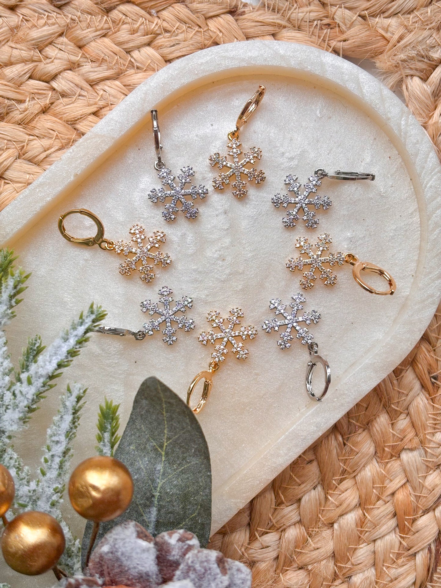 Sparkly Snowflake Huggies