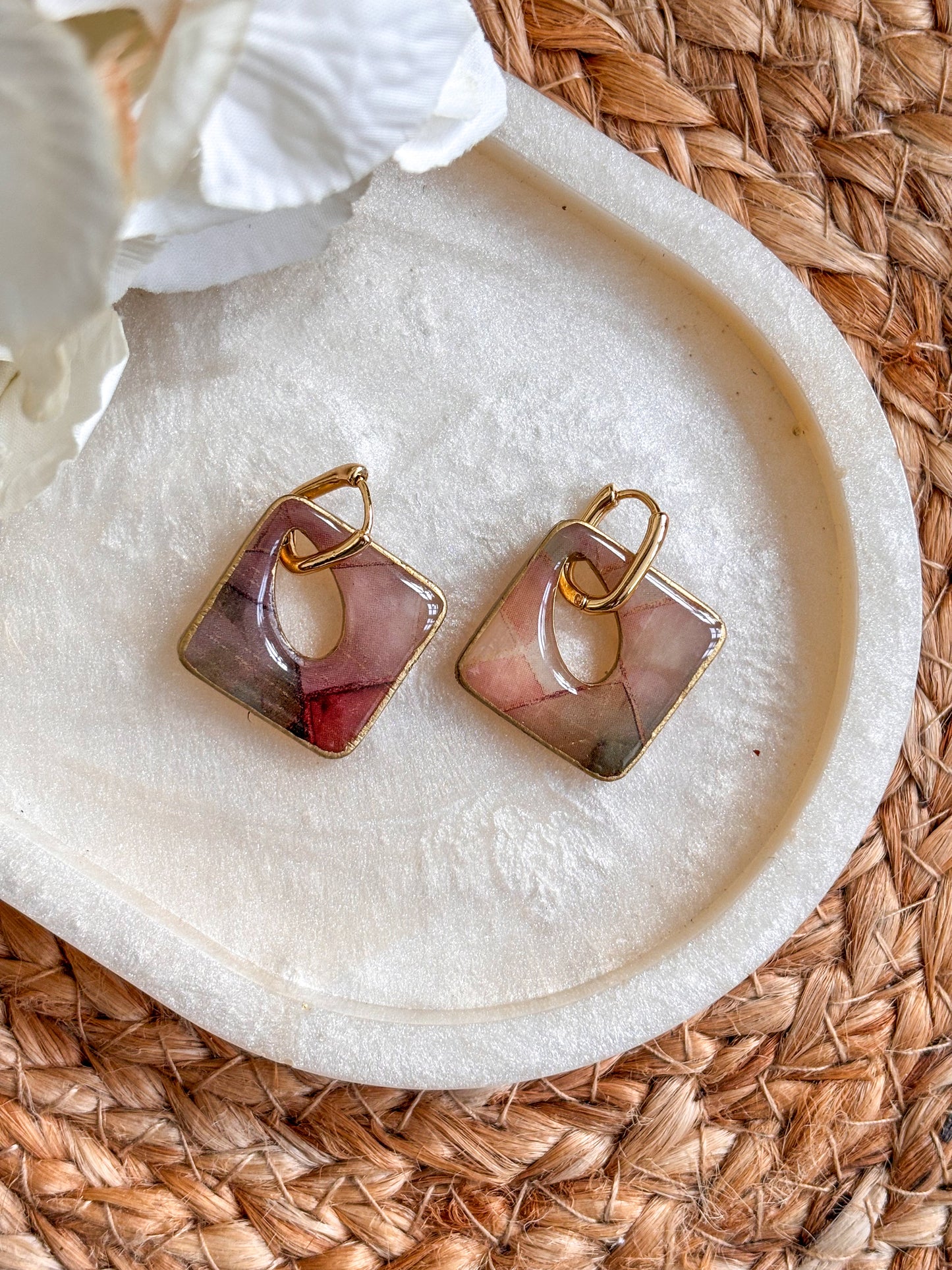 Square Stained Glass Huggies