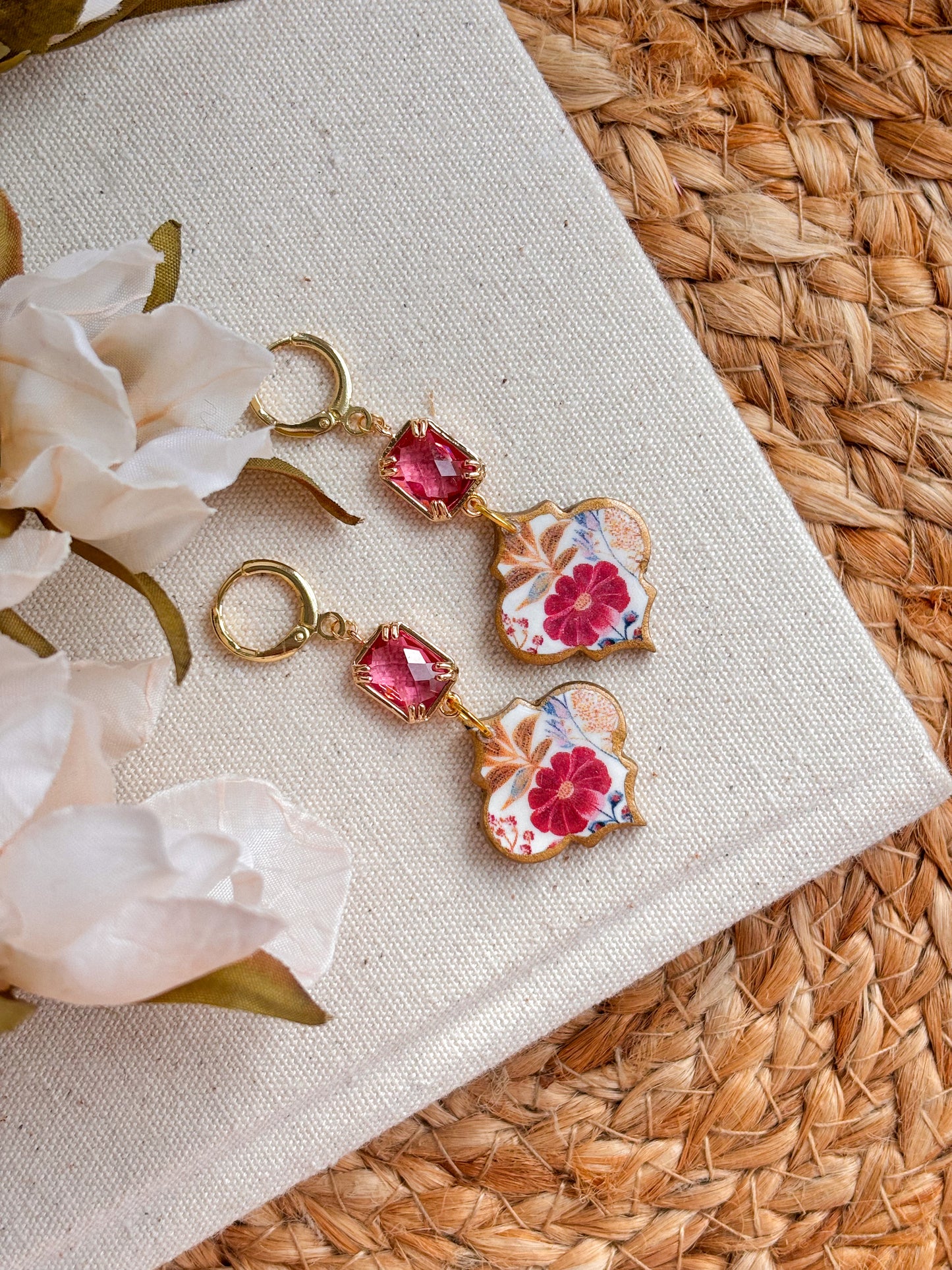 Moroccan Style Dangles With Pink Stone