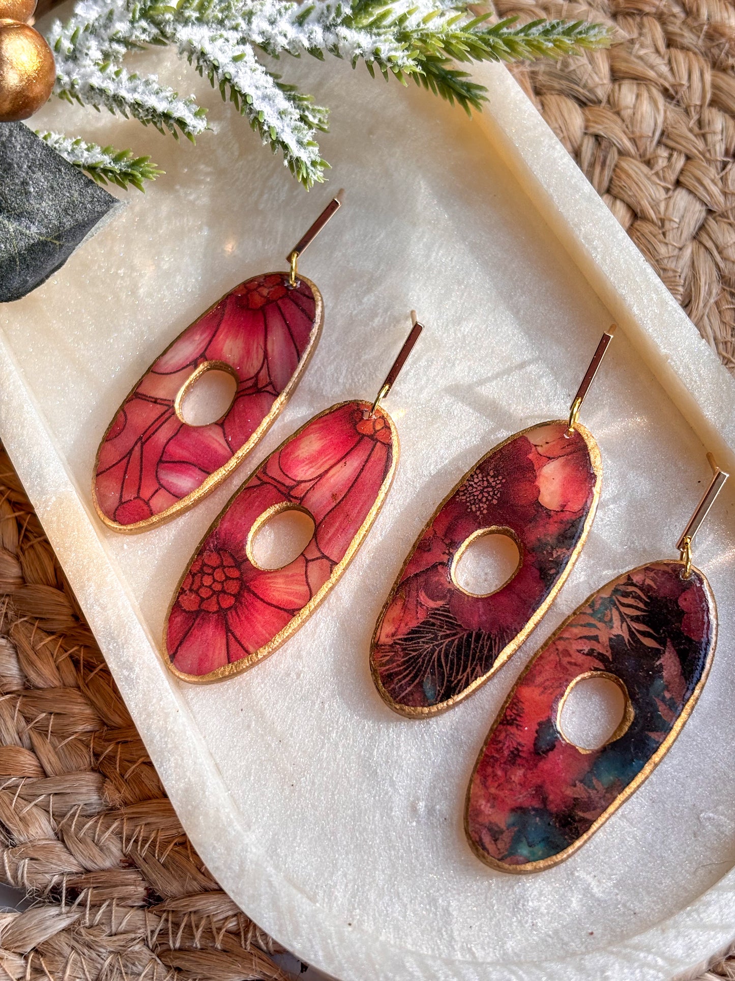 Stained Glass Effect Long Doughnut Dangles