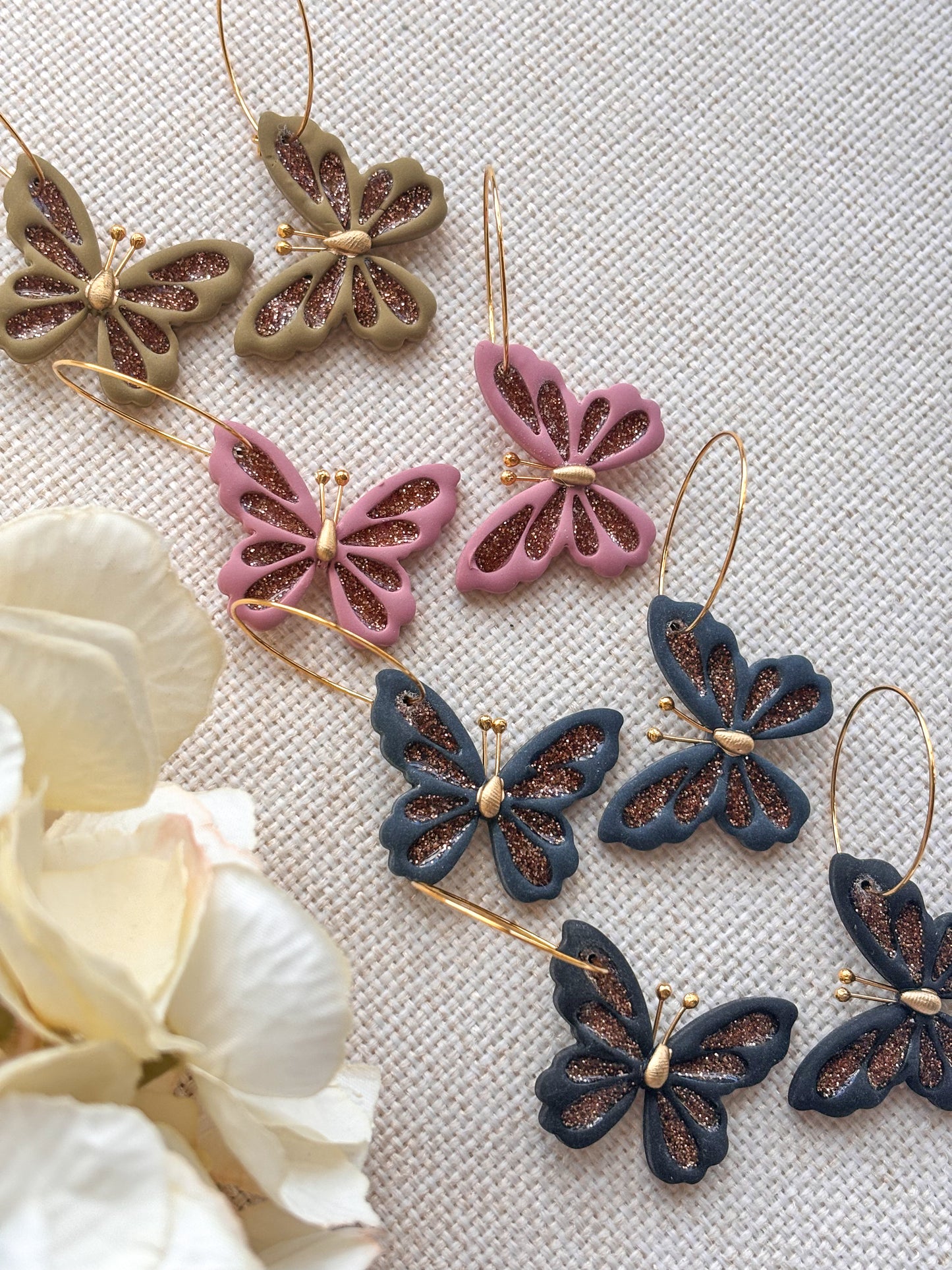 Glitter Butterfly Hoops