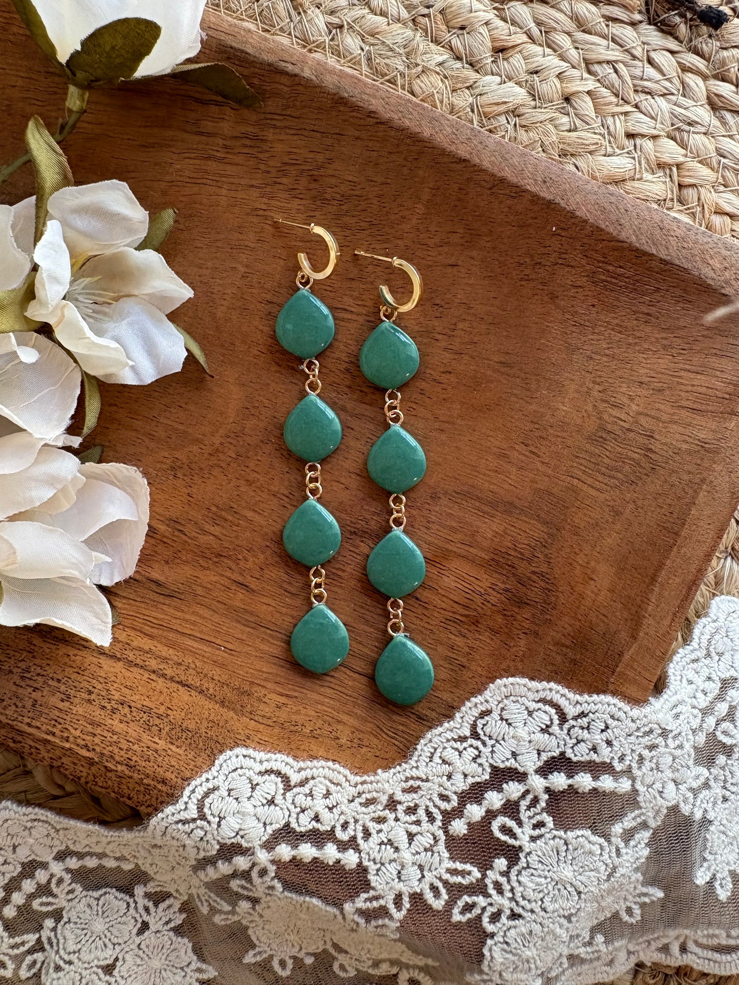 Autumn Green metallic drops