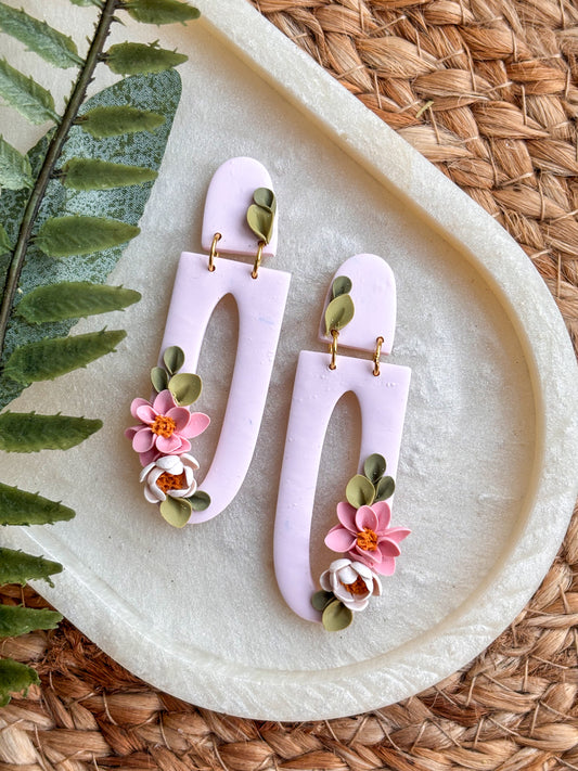 Pink floral Dangles