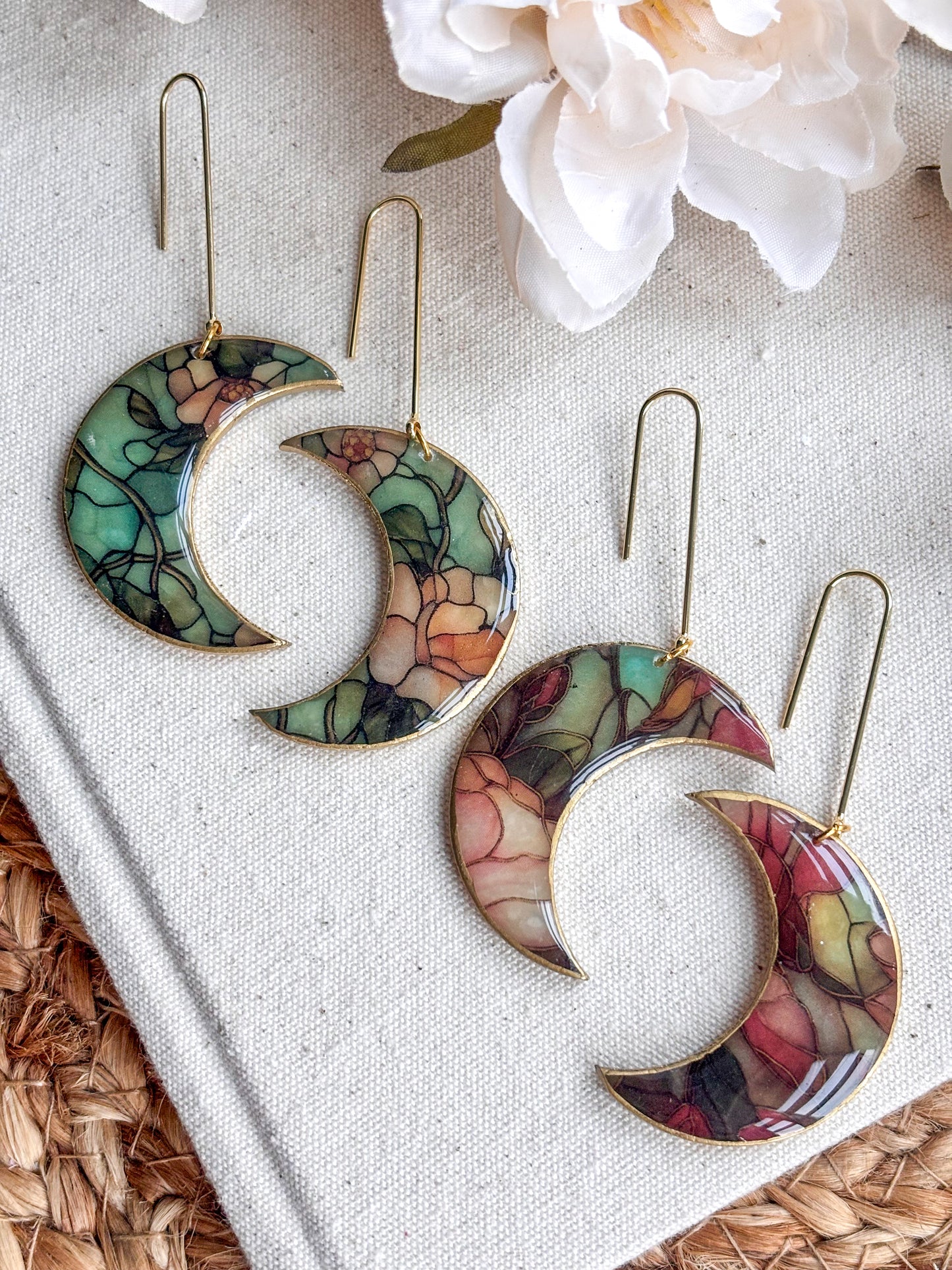 Stained Glass Effect Crescent Moons