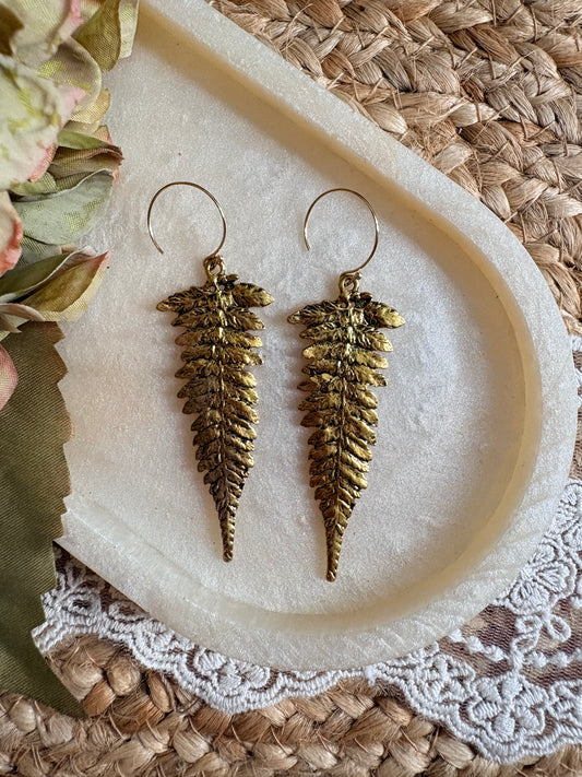 Gold plated fern dangles