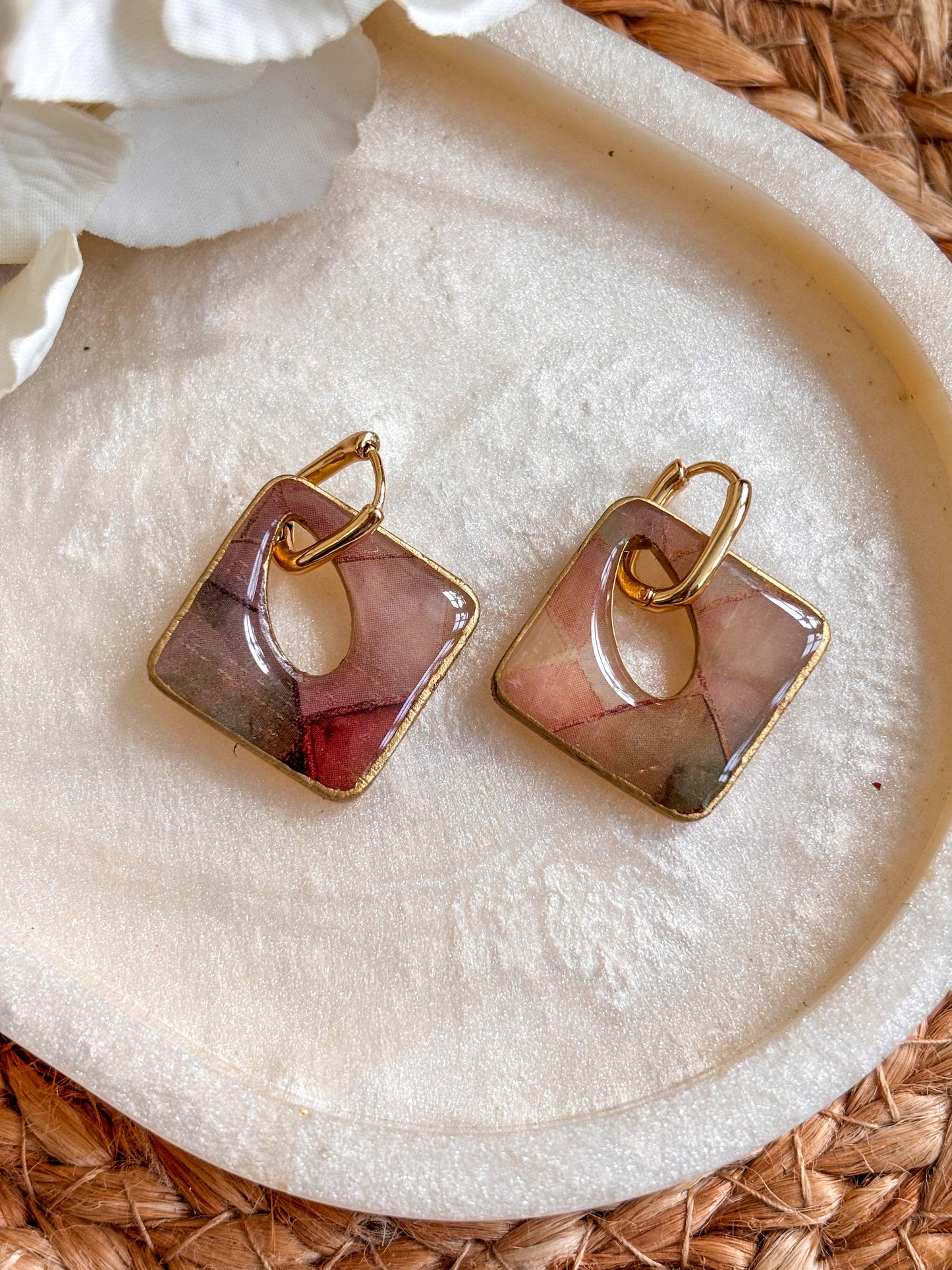 Square Stained Glass Huggies