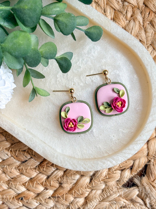 Pink Floral Charm Drops