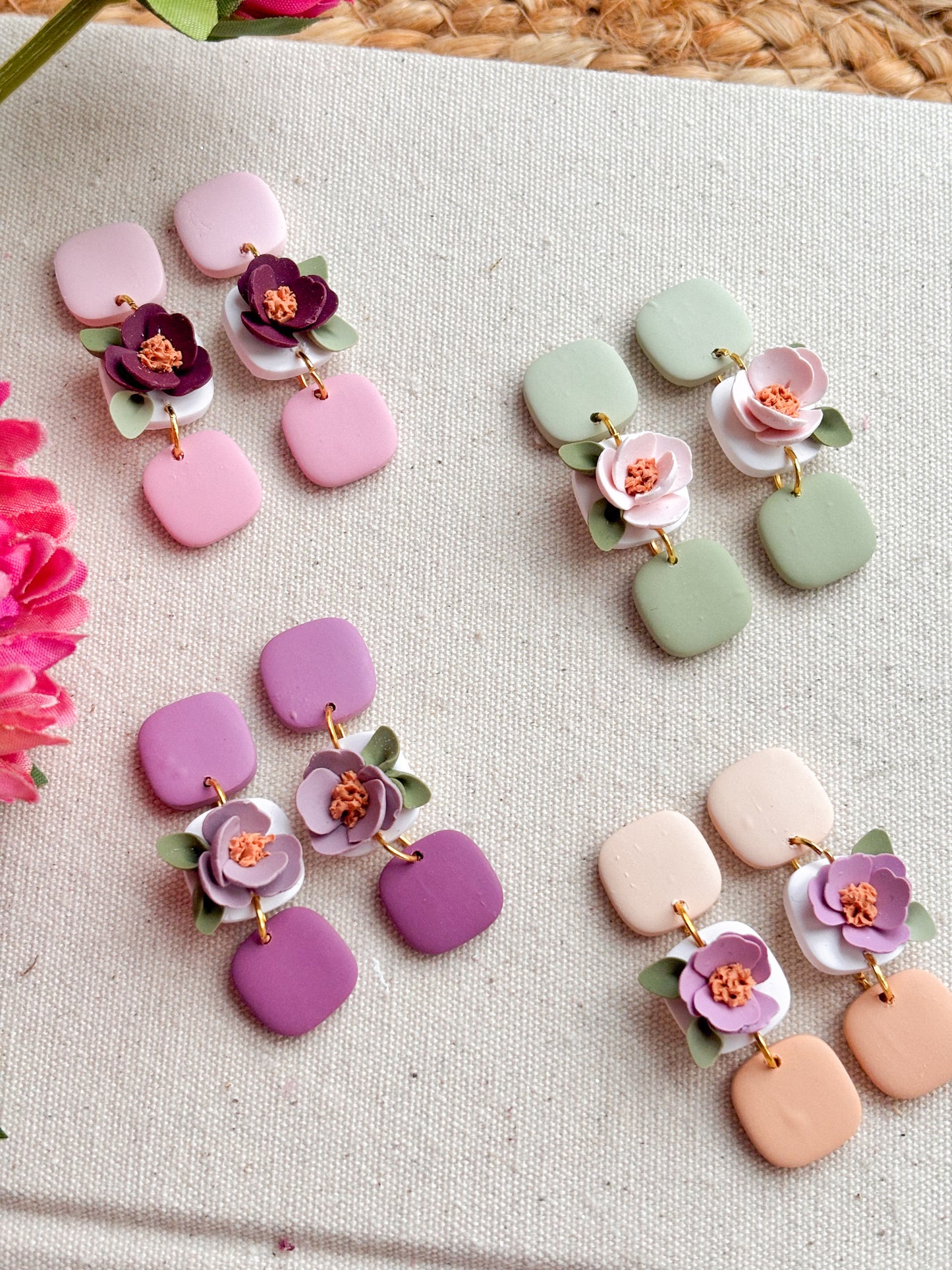 Floral Tile Earrings
