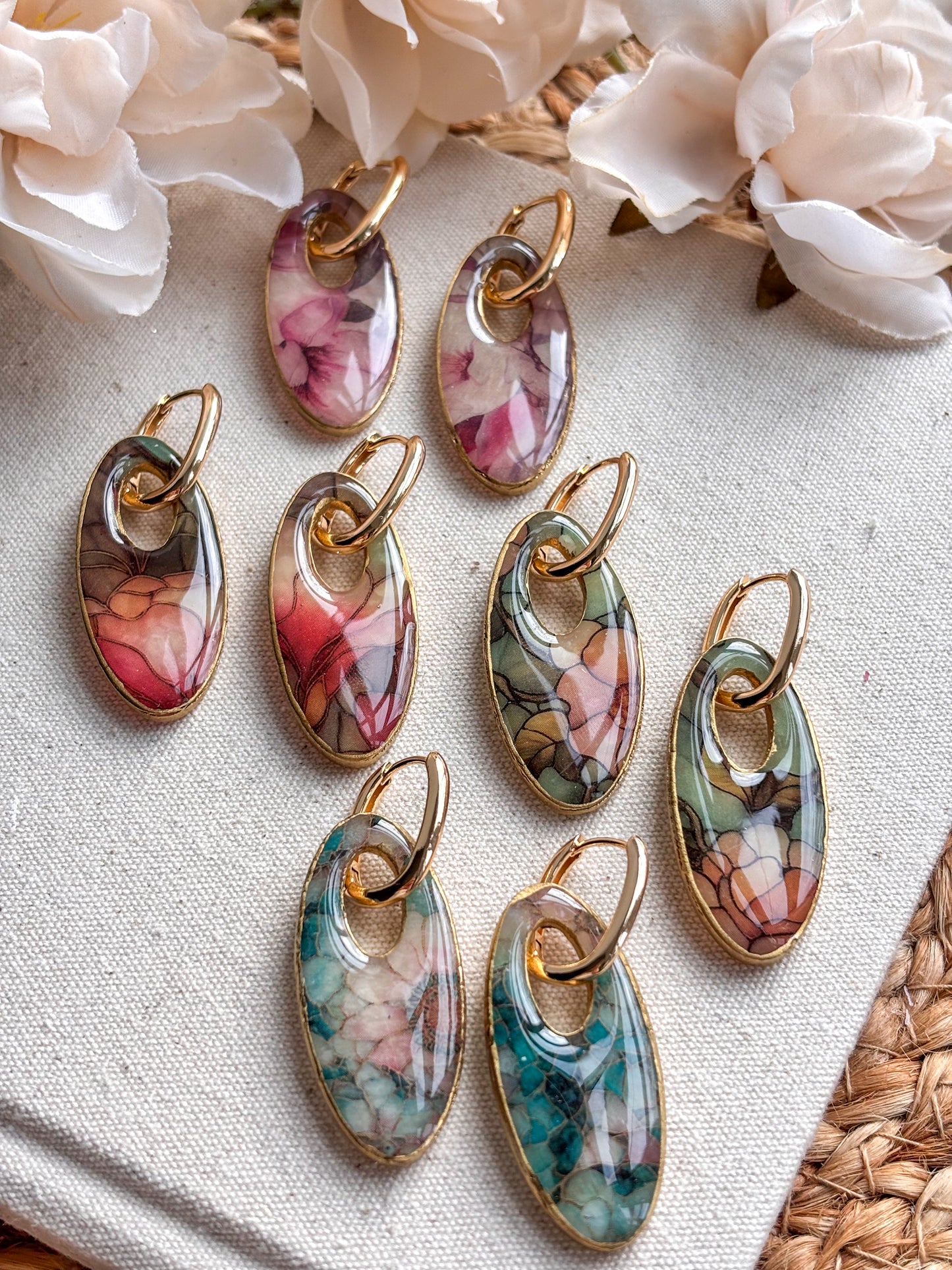 Oval Stained Glass Charms & Huggies