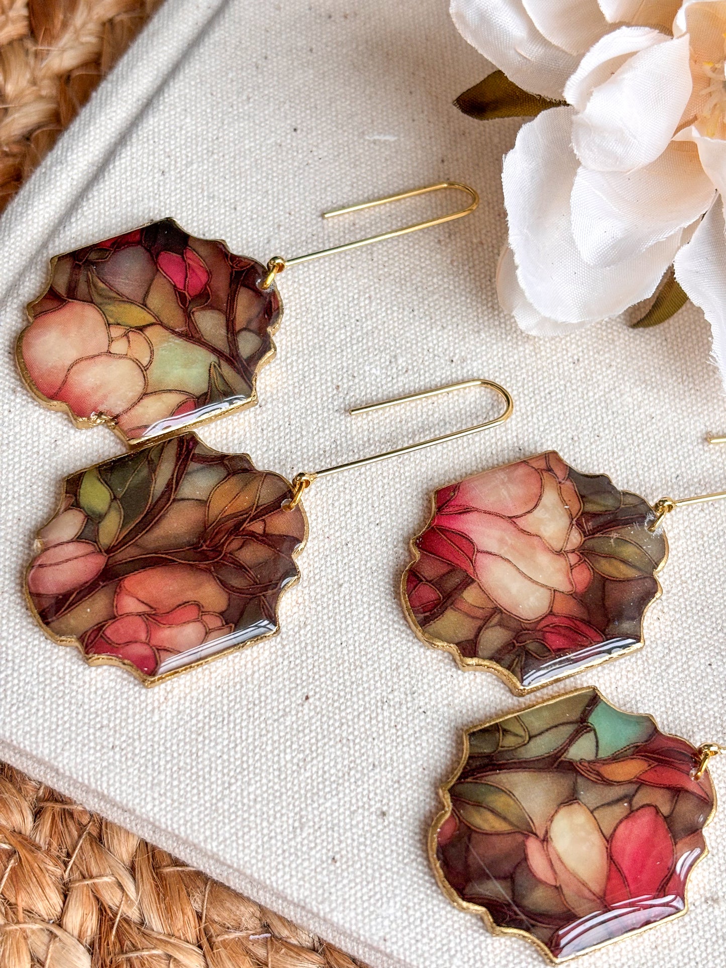 Stained Glass Effect Moroccan Dangles (Ruby)