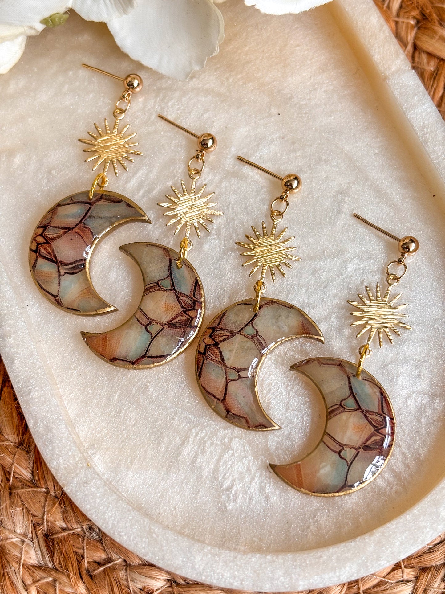 Sunburst Moon Dangles