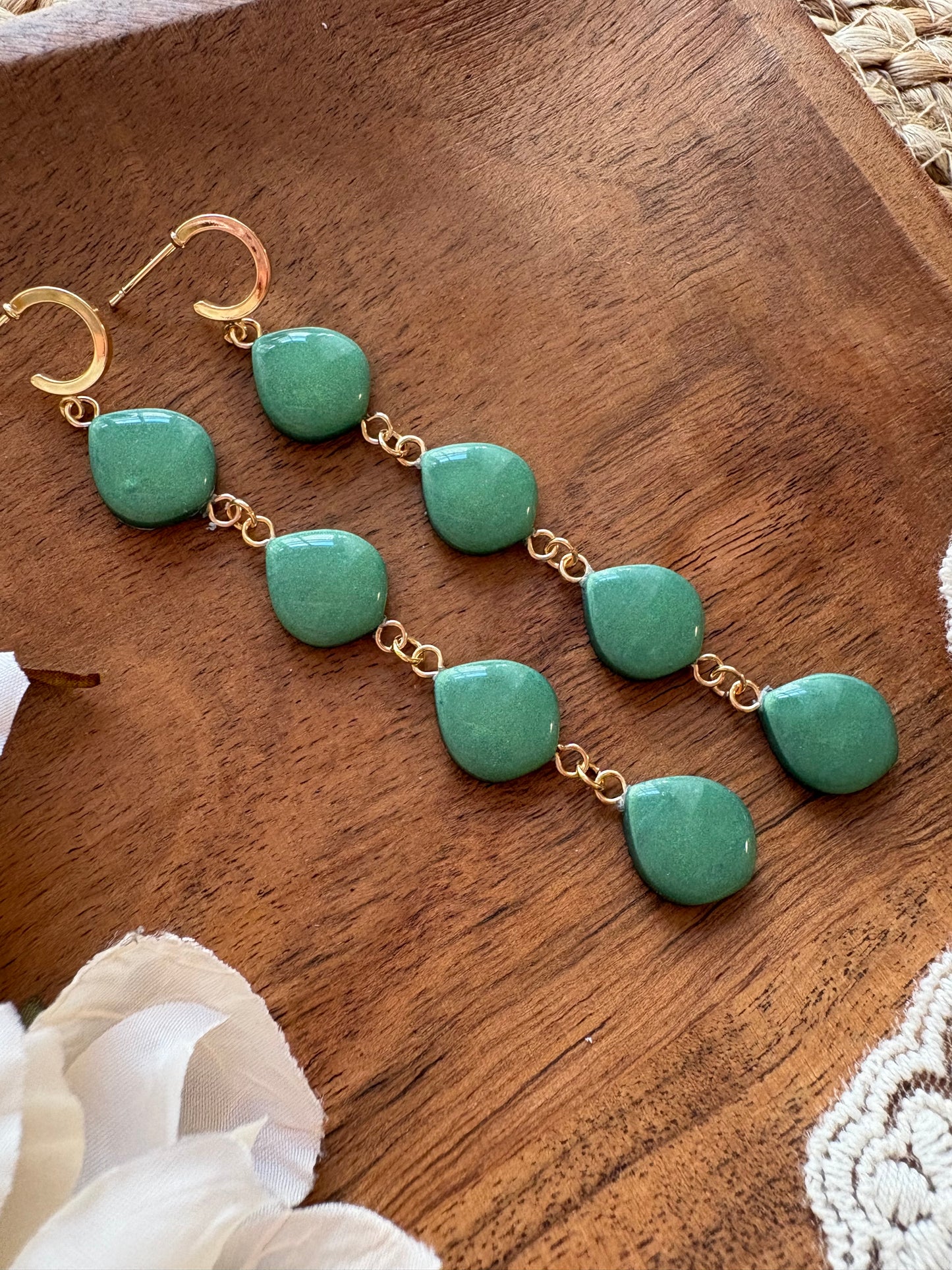 Autumn Green metallic drops