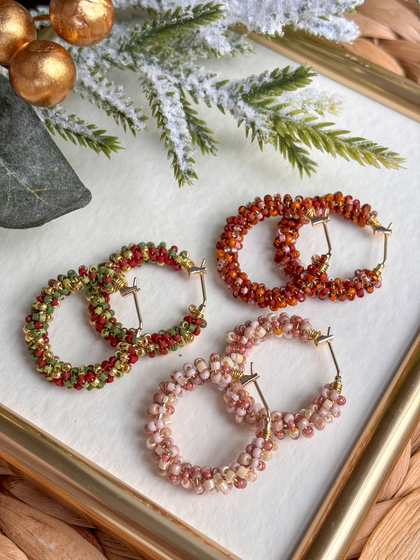 Festive Beaded Hoops