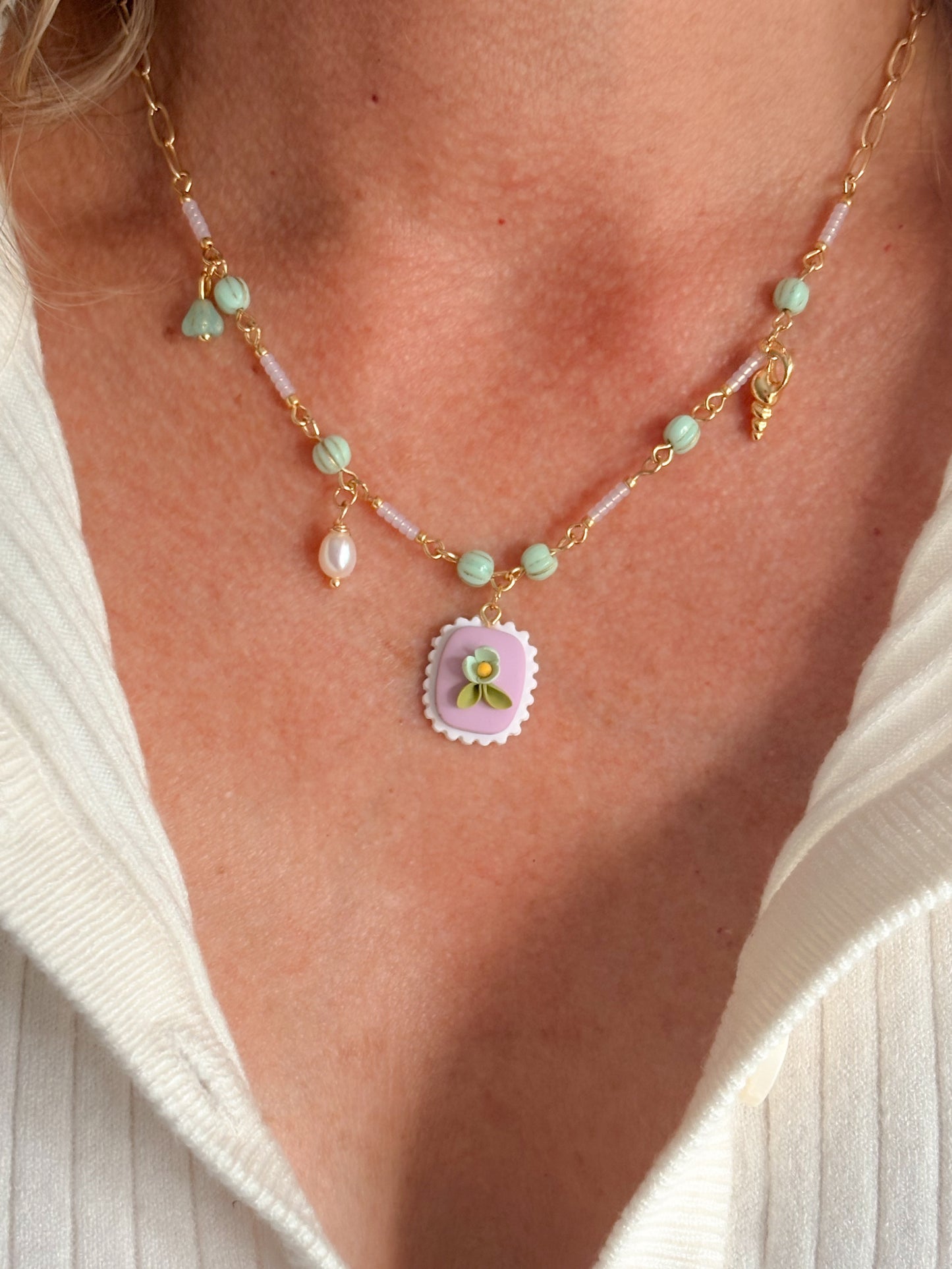 Beaded charm necklace