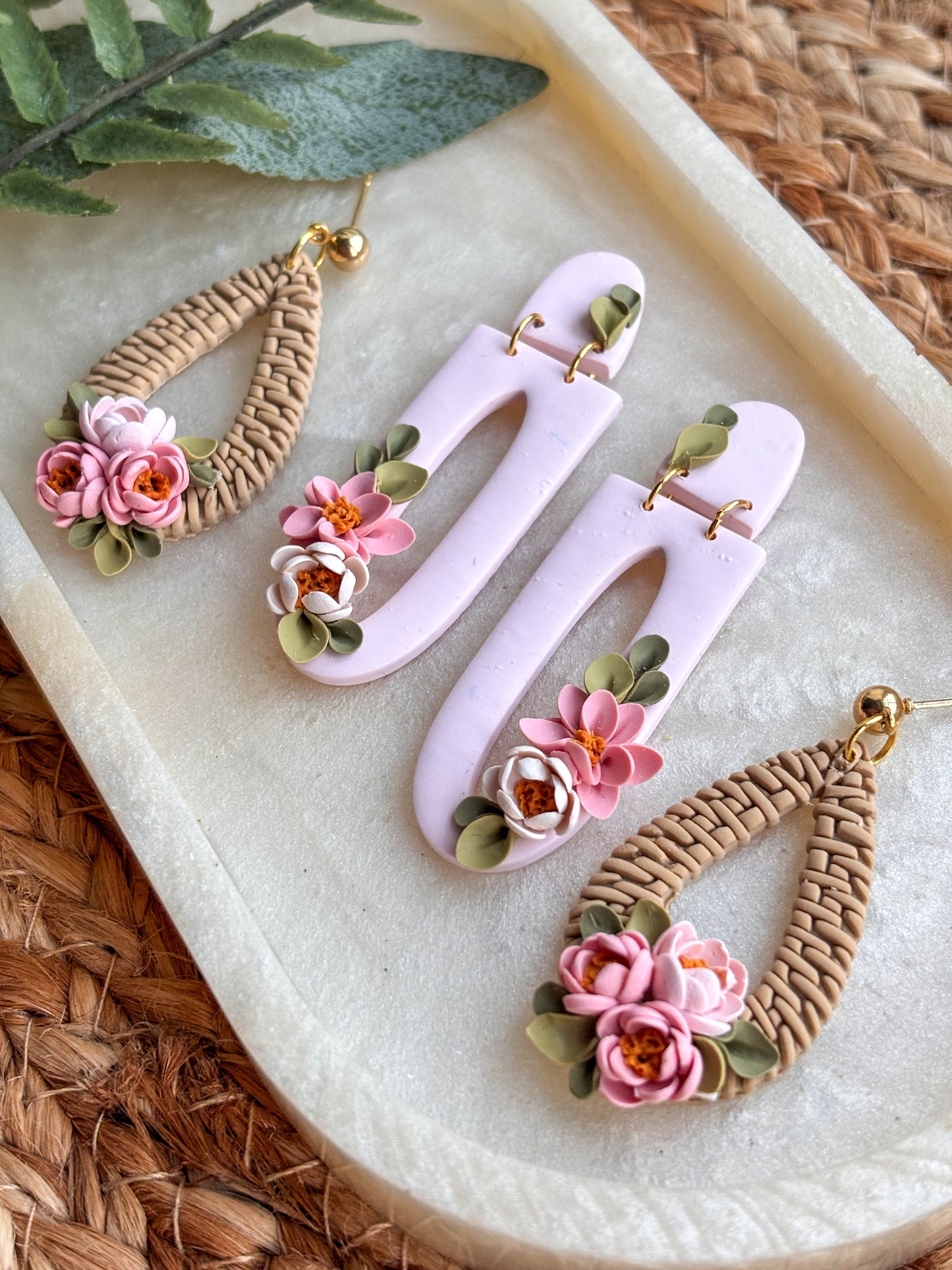Pink floral Dangles