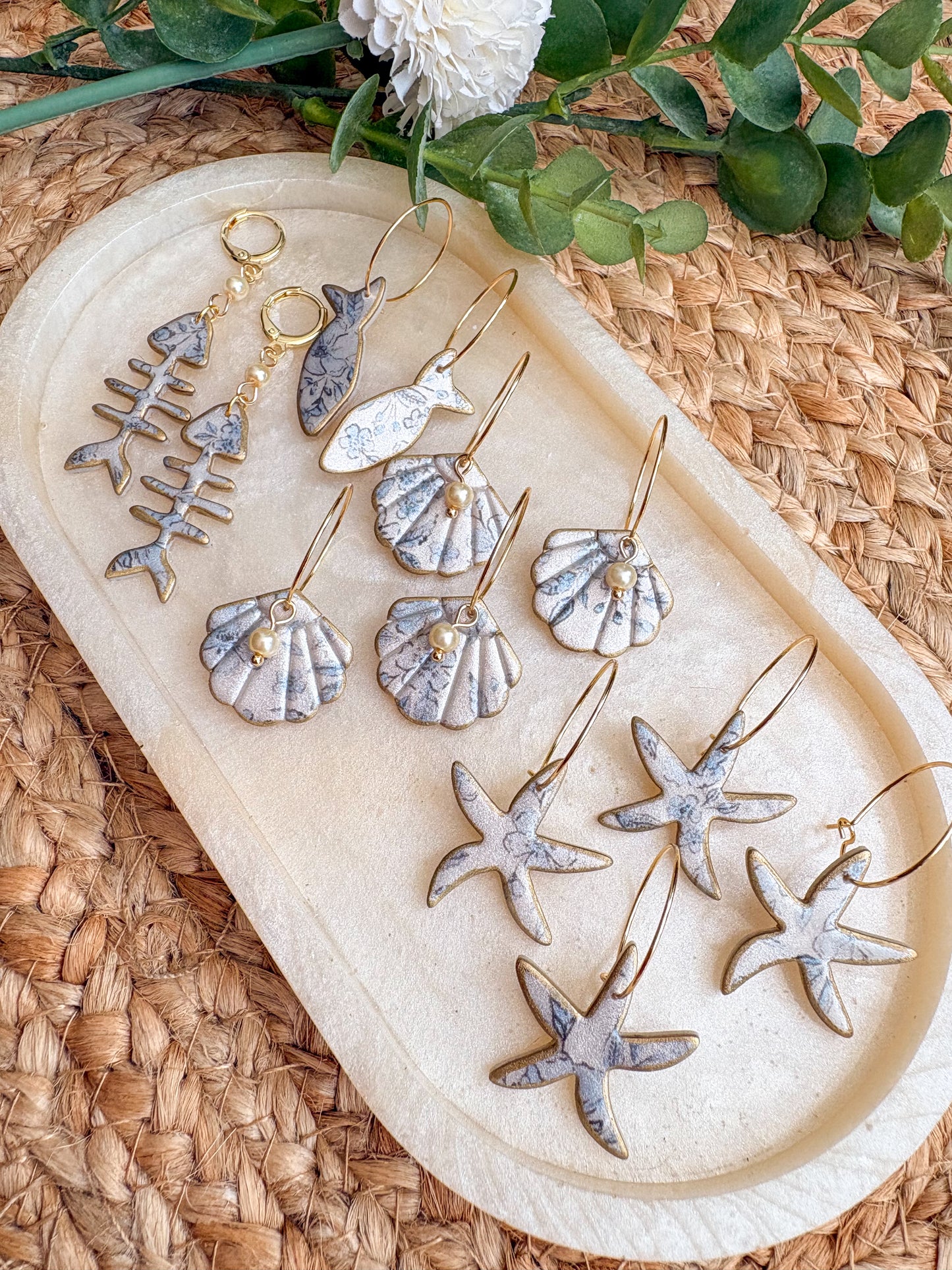 Ditsy floral organic starfish hoops