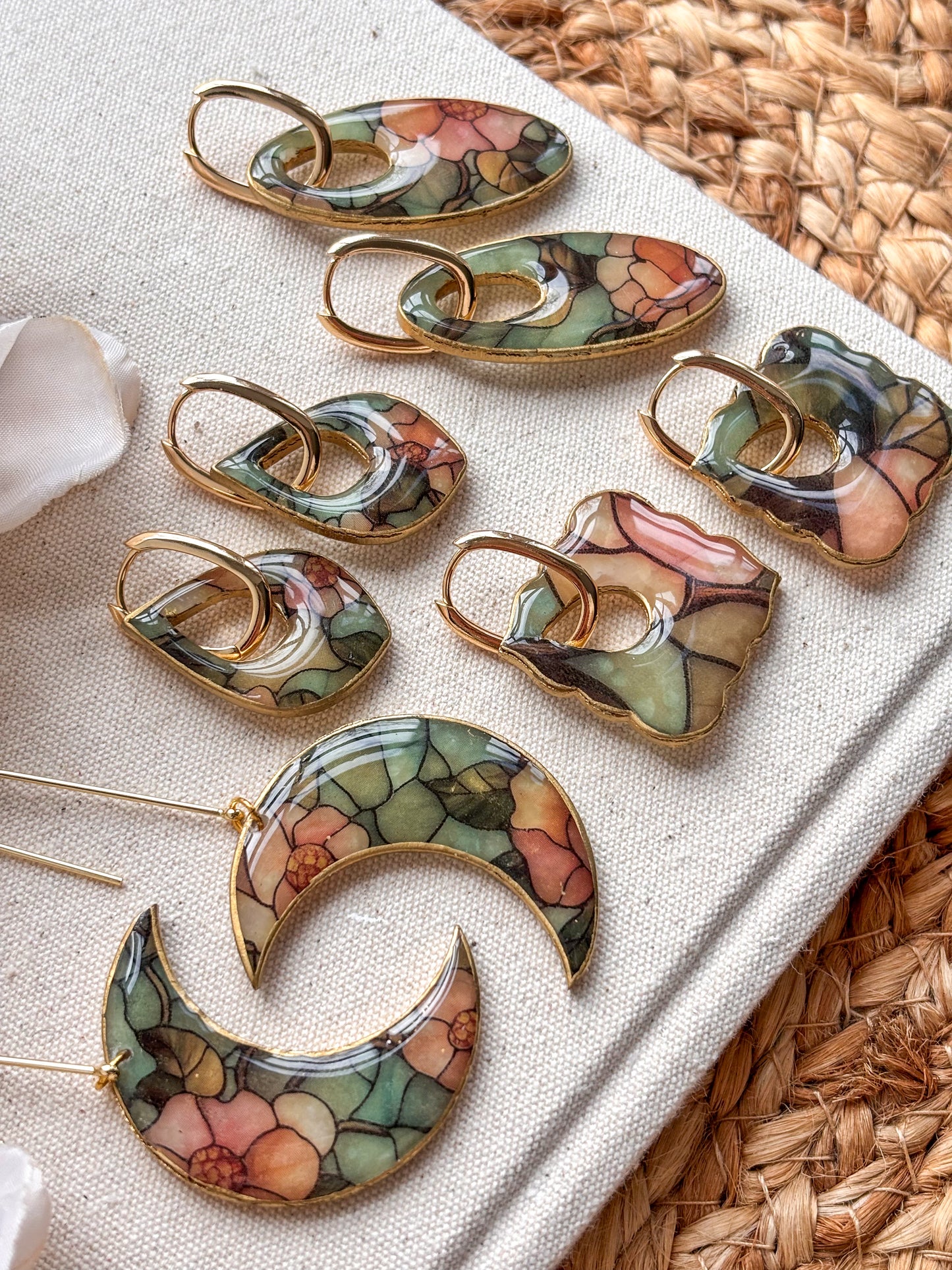 Stained Glass Teardrop Charms & Huggies