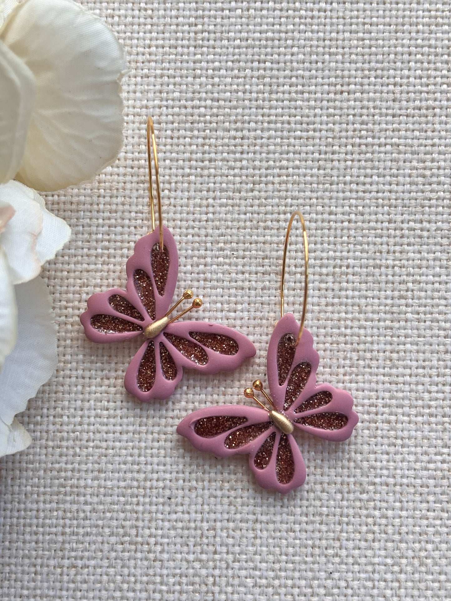 Glitter Butterfly Hoops