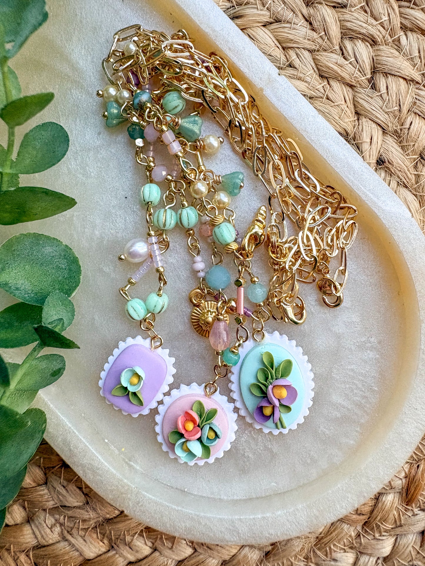 Beaded charm necklace