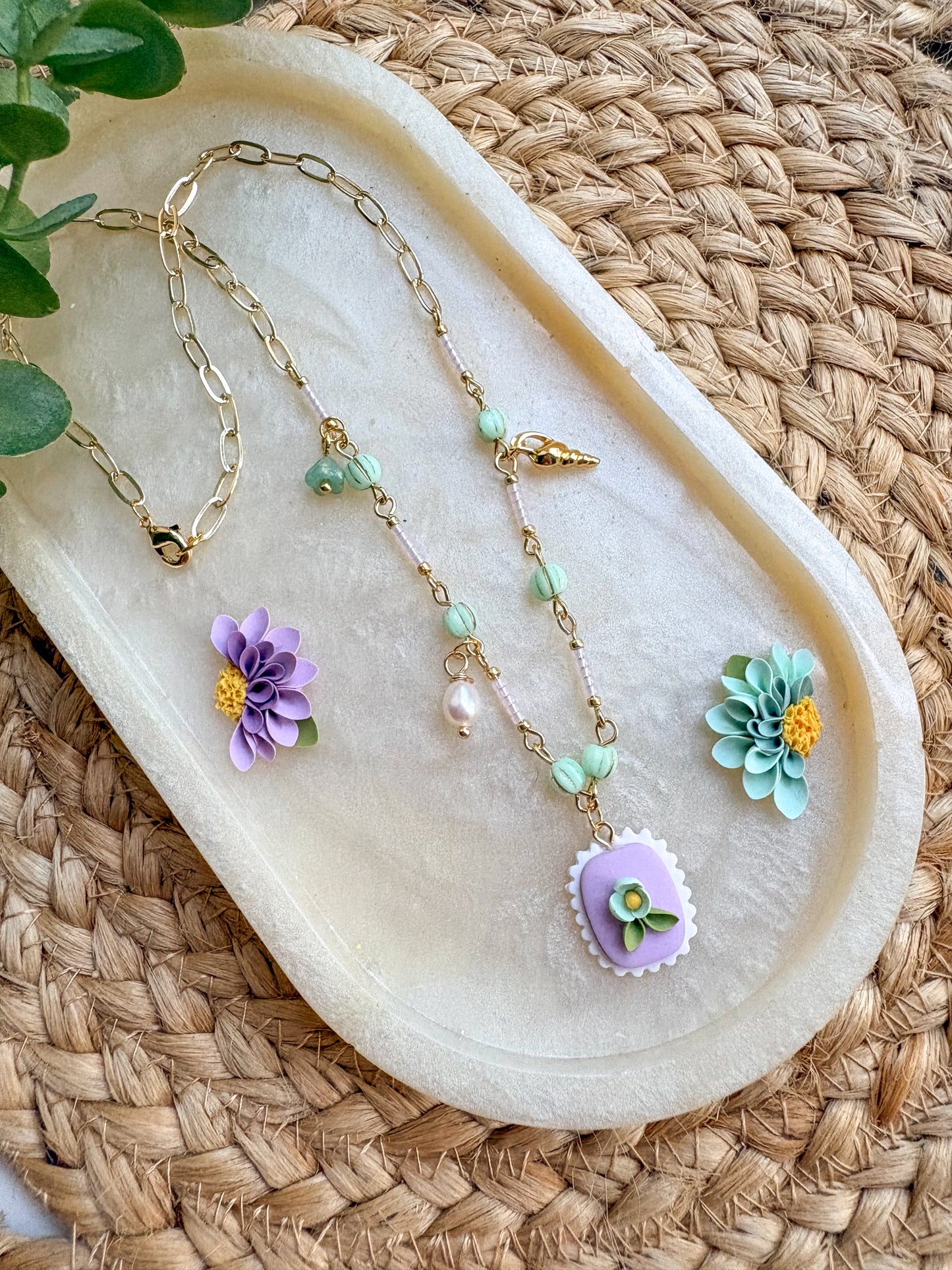 Beaded charm necklace